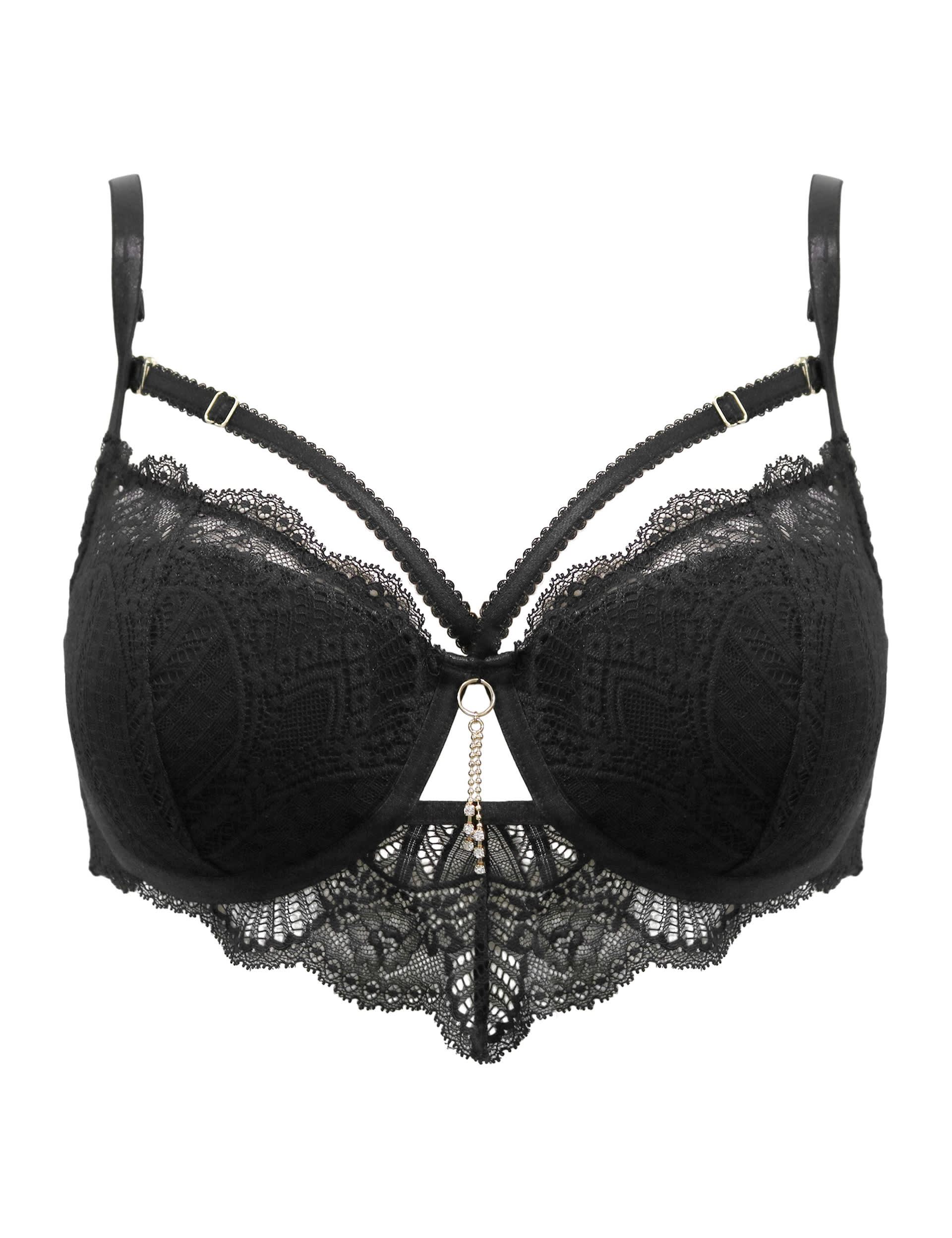 Pour Moi Women's India Demilicious Lace Demi Cup Bra (B-G) - 34DD - Black, Black