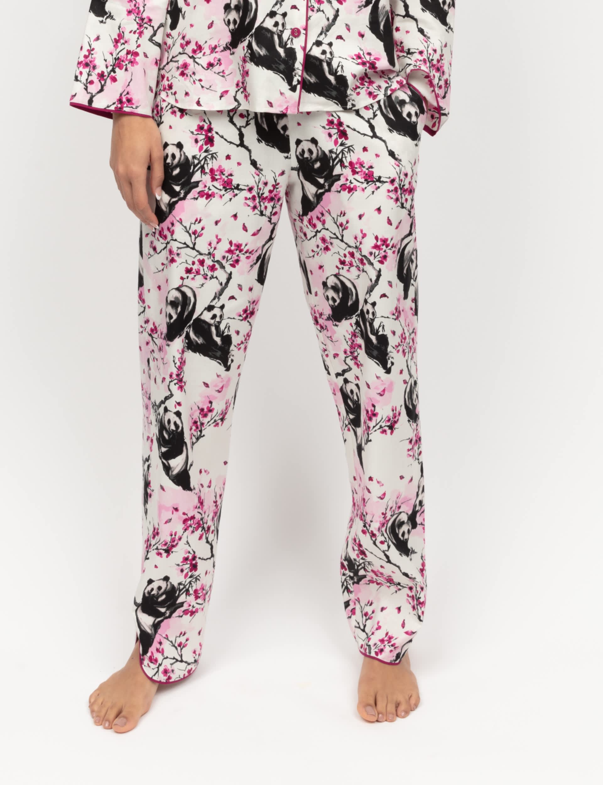 Cyberjammies Women's Pure Cotton Panda Print Pyjama Bottoms - 12 - White Mix, White Mix