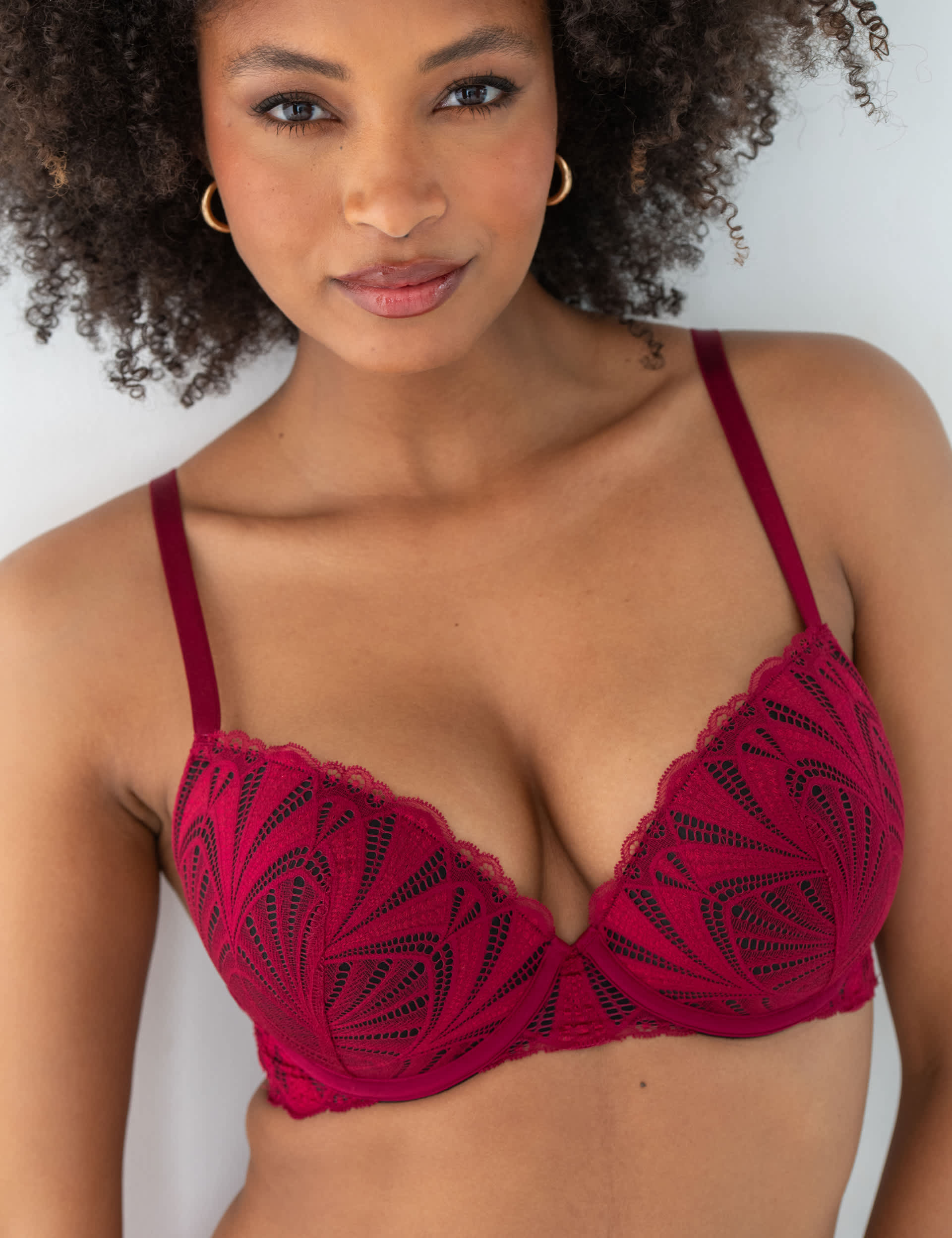 Pour Moi Women's New Romance Lace Wired Push-Up Bra A-E - 34C - Red Mix, Red Mix,Green Mix,Beige,Bla