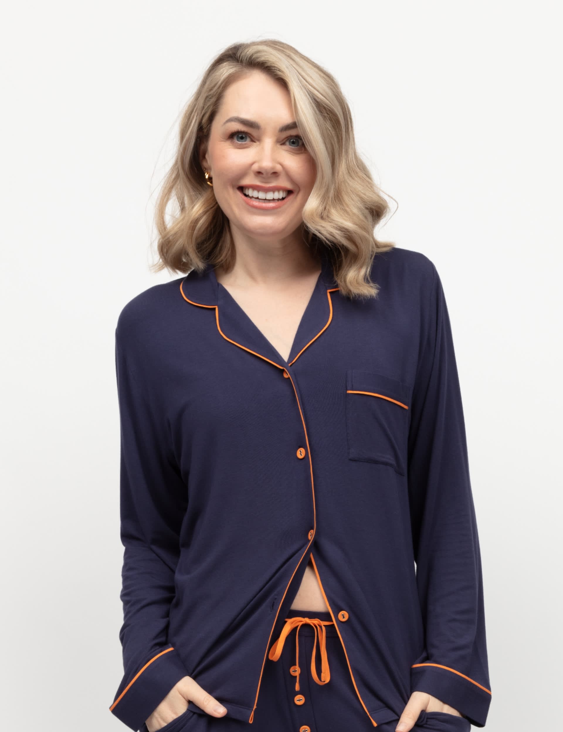 Cyberjammies Women's Modal Revere Collar Pyjama Top - 14 - Navy, Navy