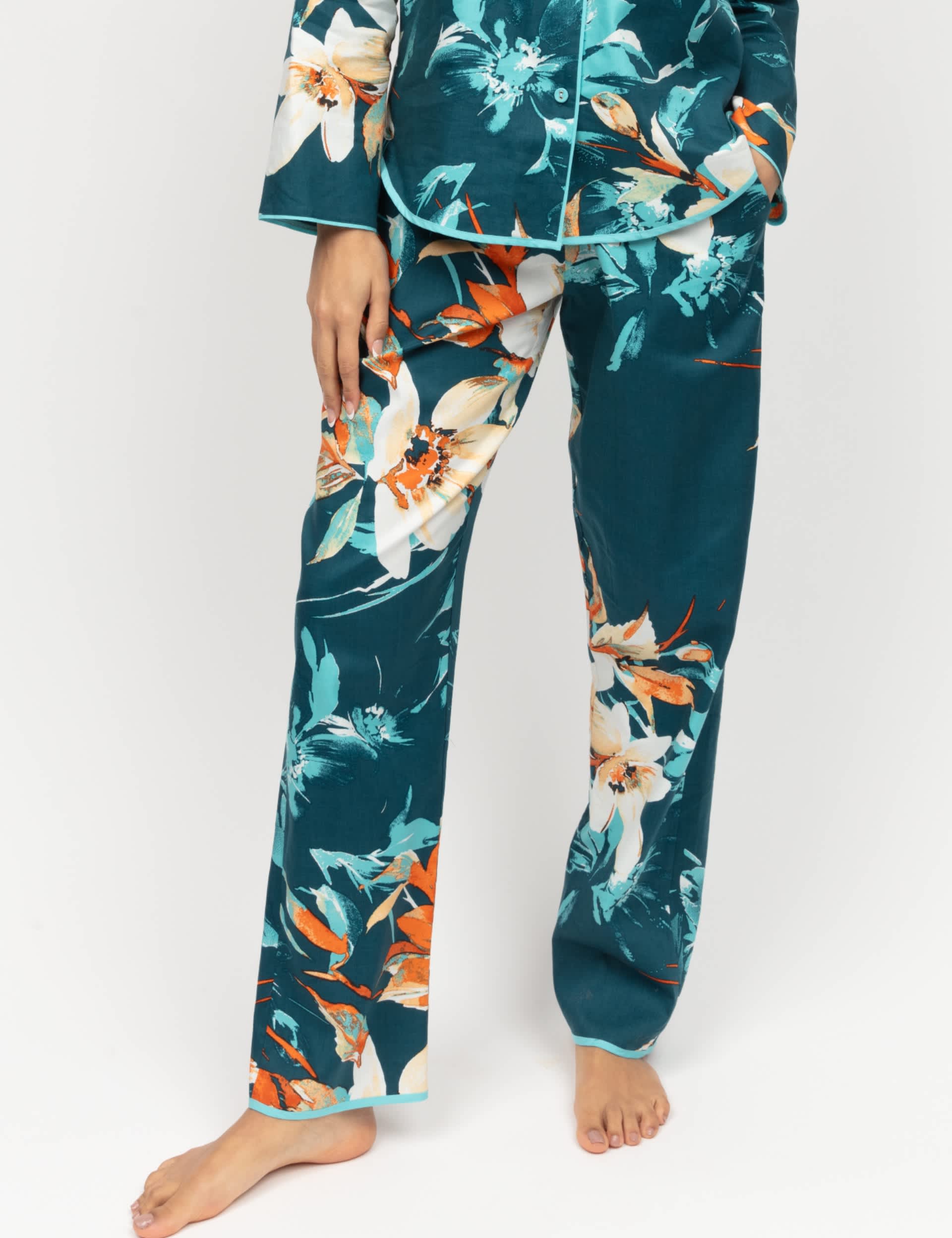 Cyberjammies Women's Cotton Rich Floral Pyjama Bottoms - 12 - Teal Mix, Teal Mix