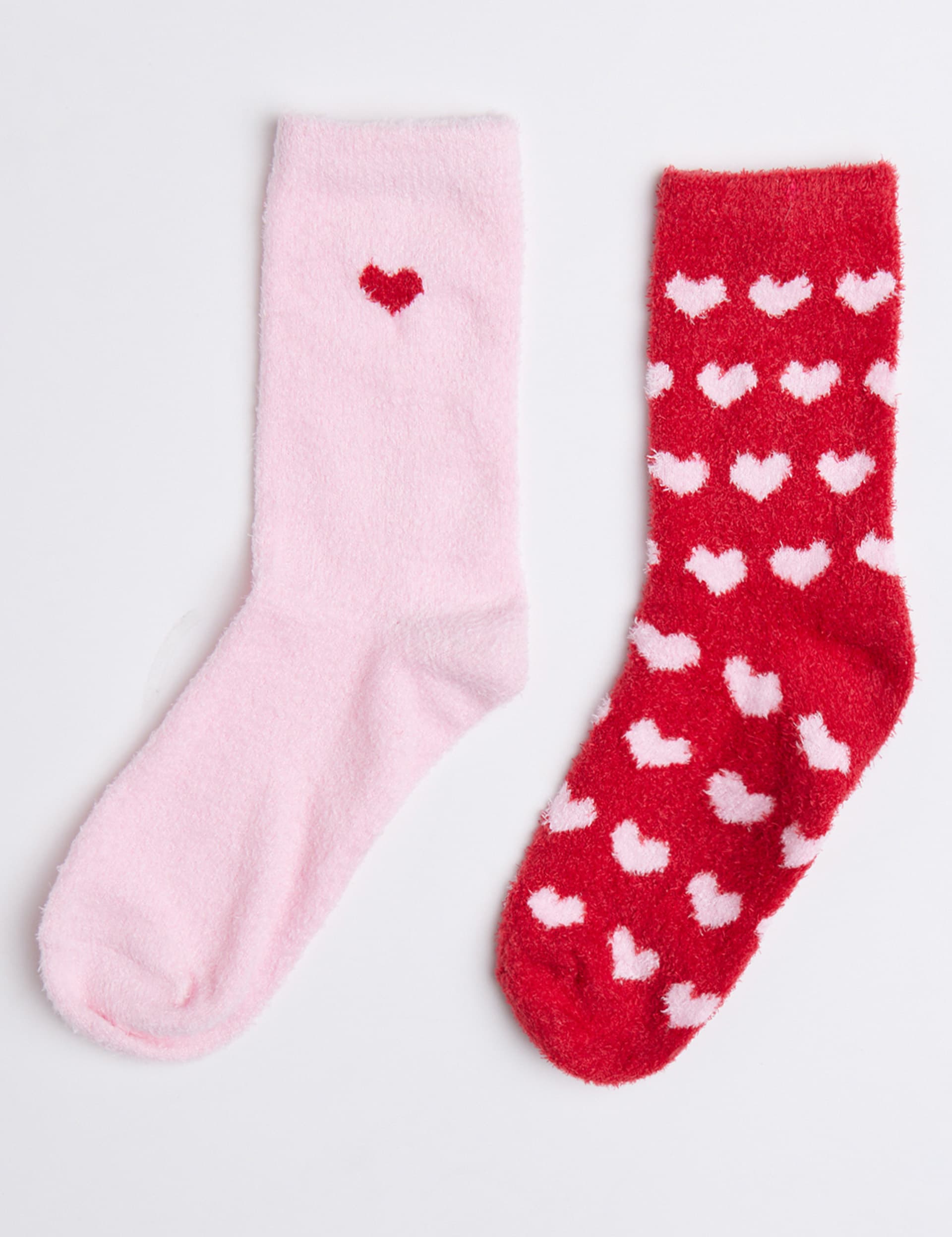 Boux Avenue Women's 2pk Heart Print Ankle High Socks - Red Mix, Red Mix