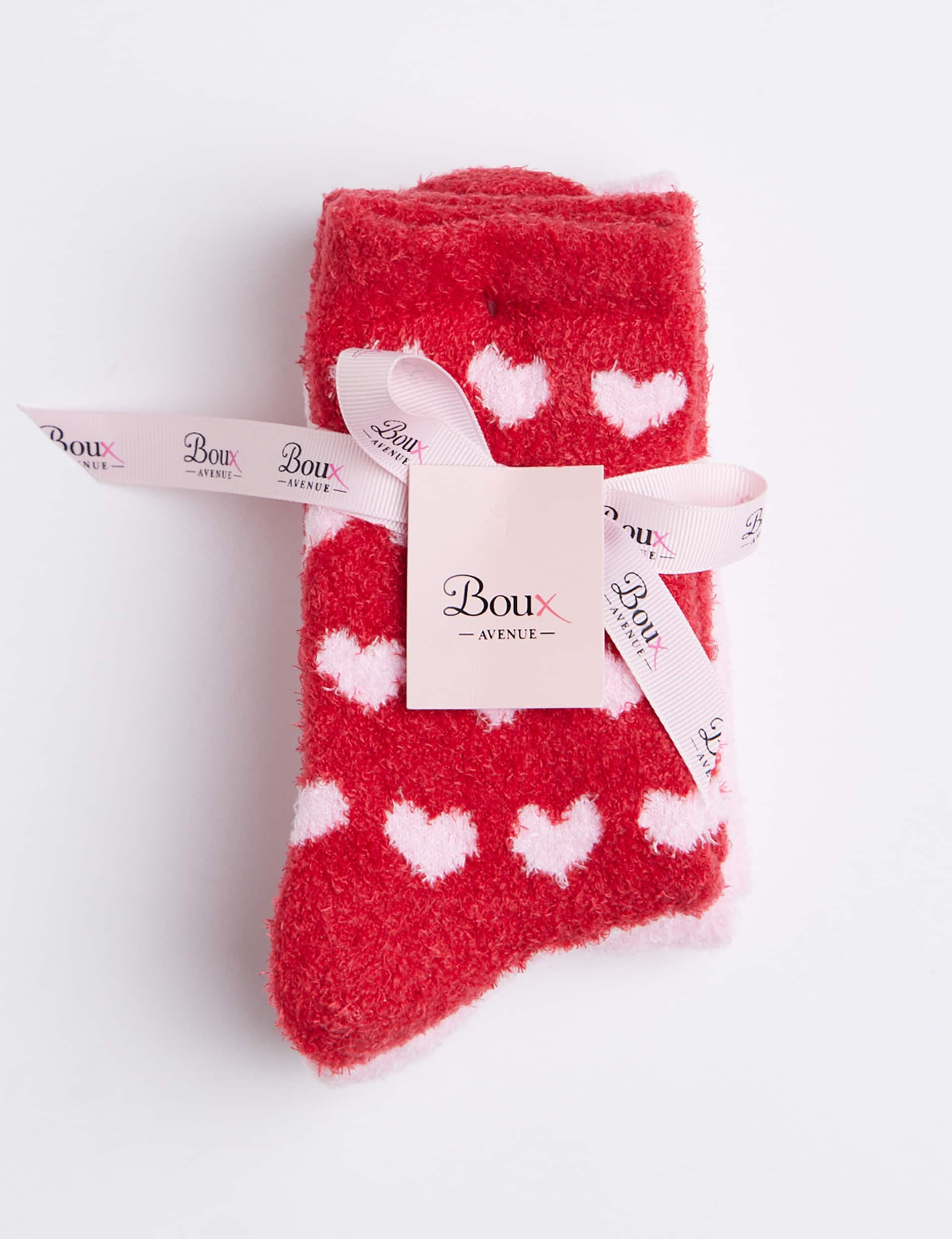 Boux Avenue Women's 2 Pack Heart Print Ankle High Cosy Socks - Red Mix, Red Mix