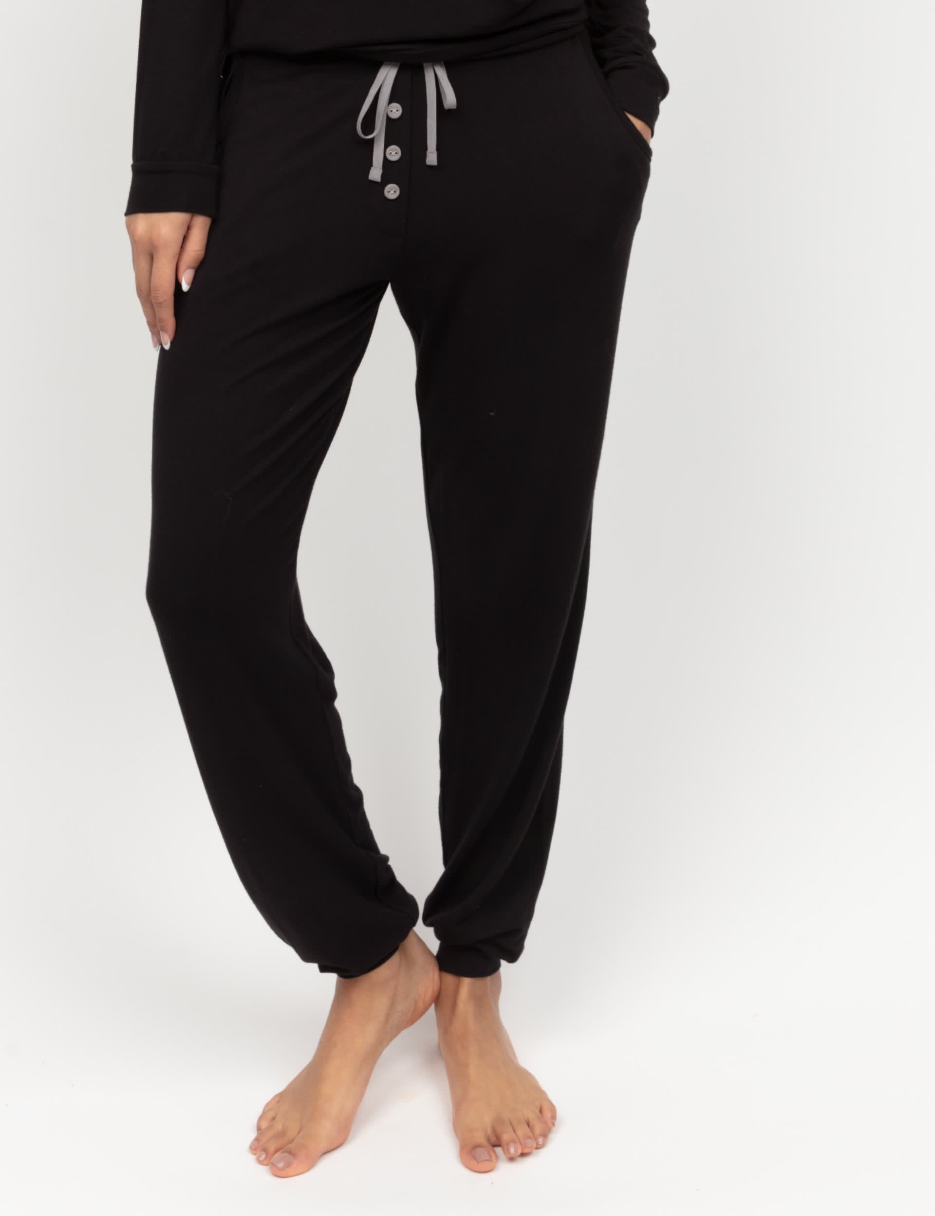 Cyberjammies Women's Jersey Cuffed Hem Pyjama Bottoms - 6 - Black, Black