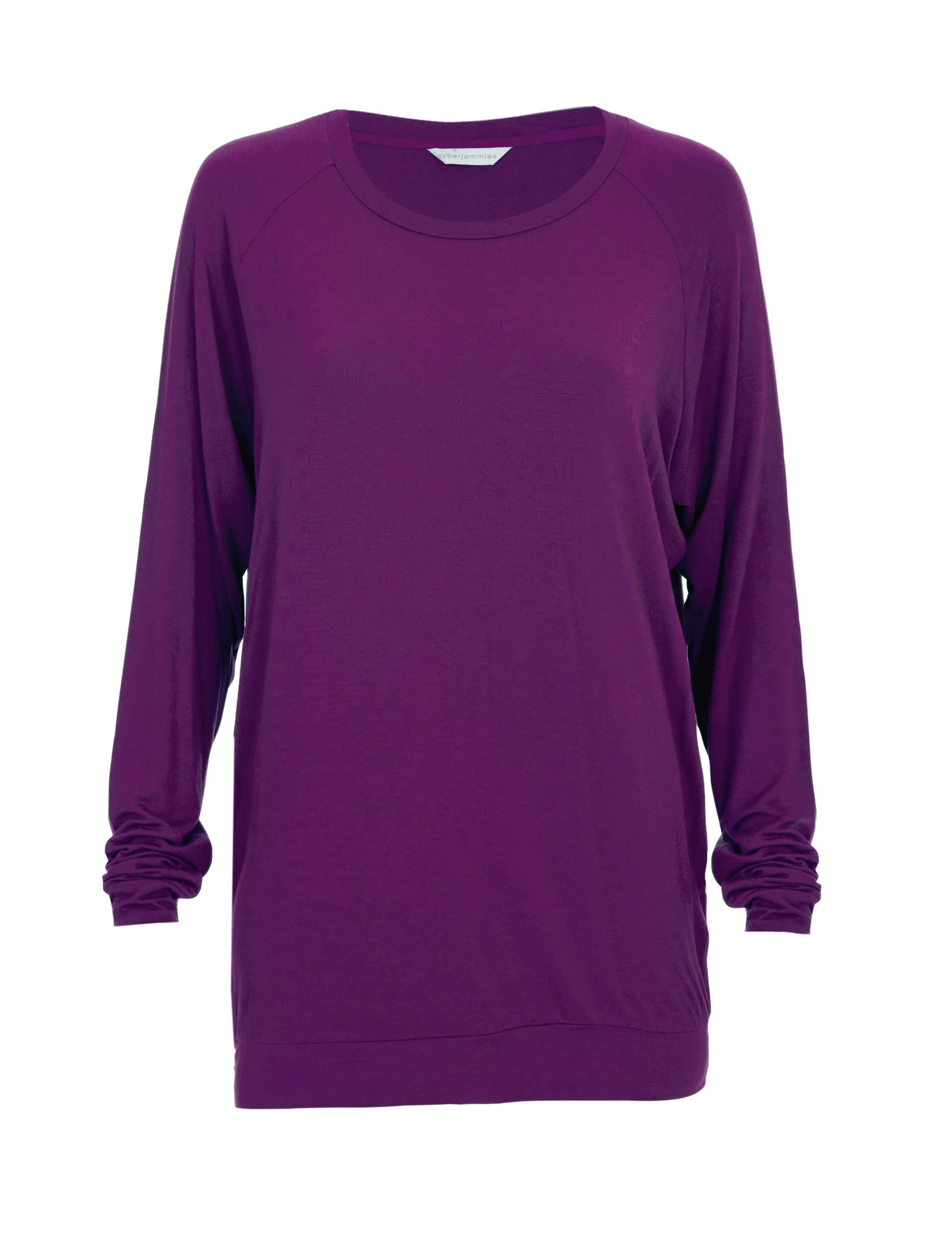 Cyberjammies Women's Modal Jersey Cuffed Hem Pyjama Top - 6 - Dark Purple, Dark Purple