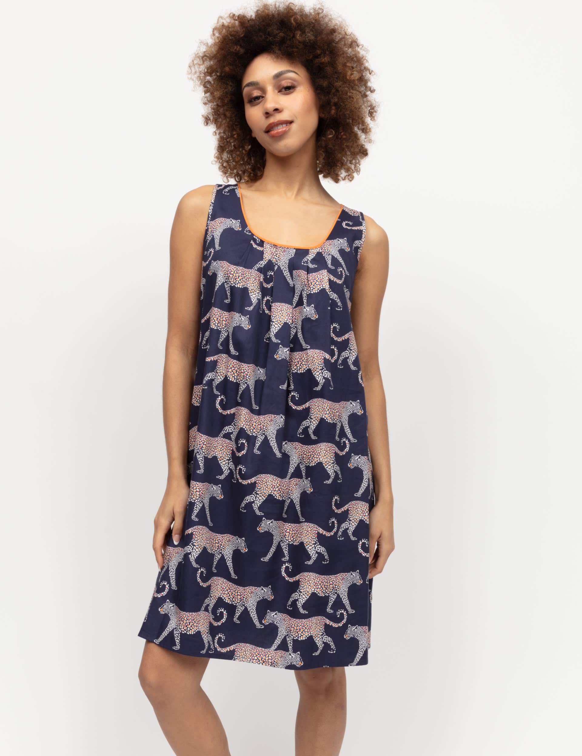 Cyberjammies Women's Cotton Modal Leopard Print Nightdress - 12 - Navy Mix, Navy Mix