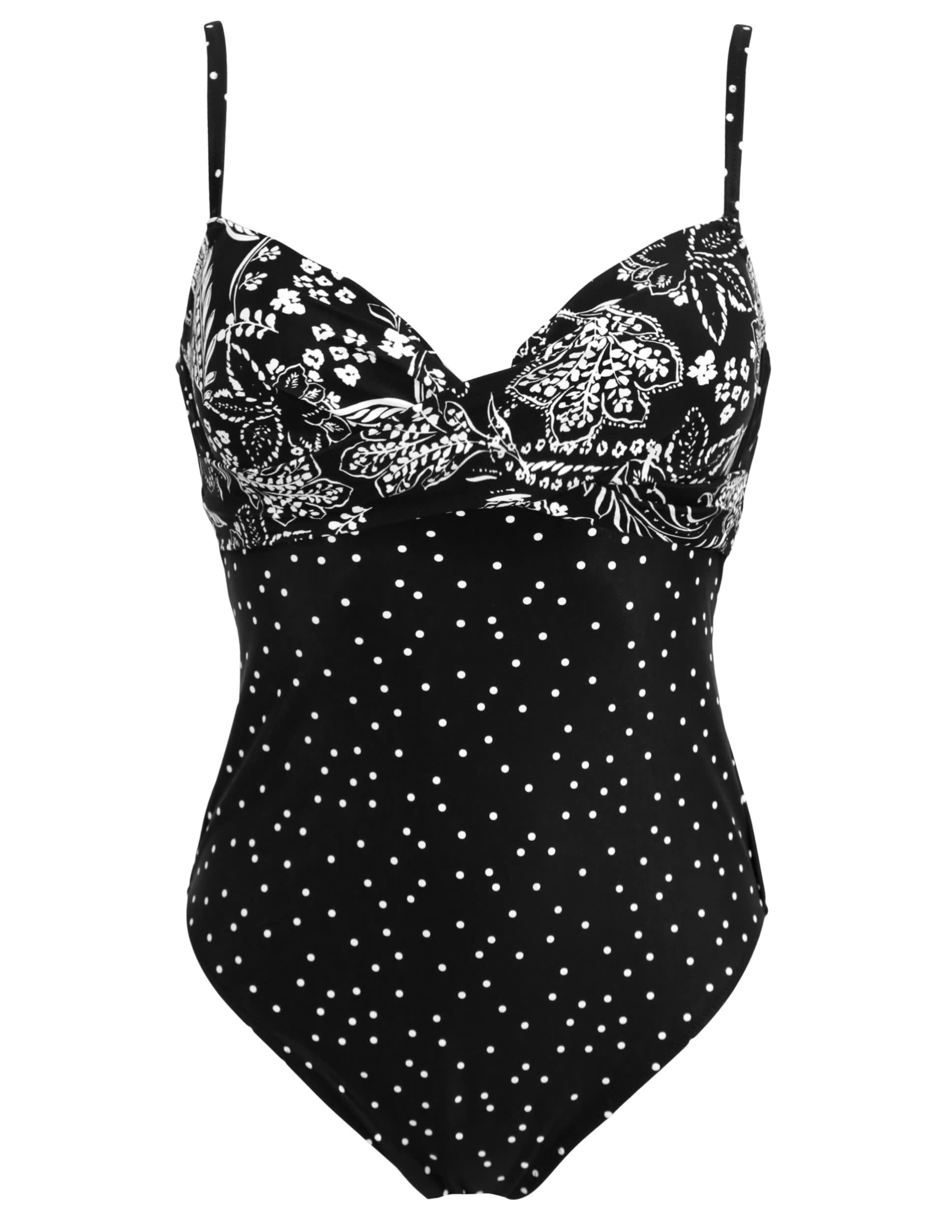 Pour Moi Women's Getaway Printed Padded Wired Swimsuit (C-G) - 36DD - White/Black, White/Black