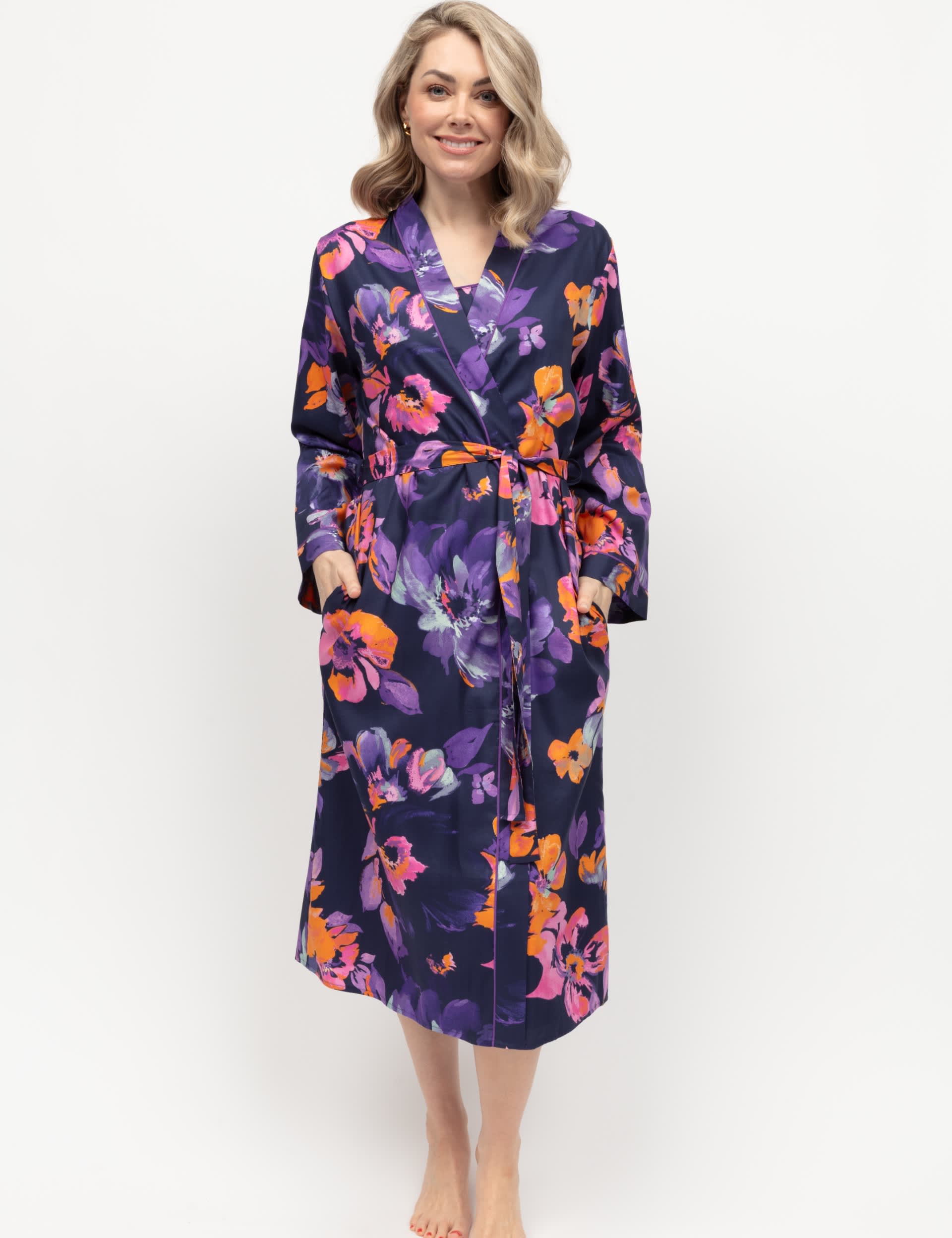 Cyberjammies Women's Floral Dressing Gown - 16 - Navy Mix, Navy Mix