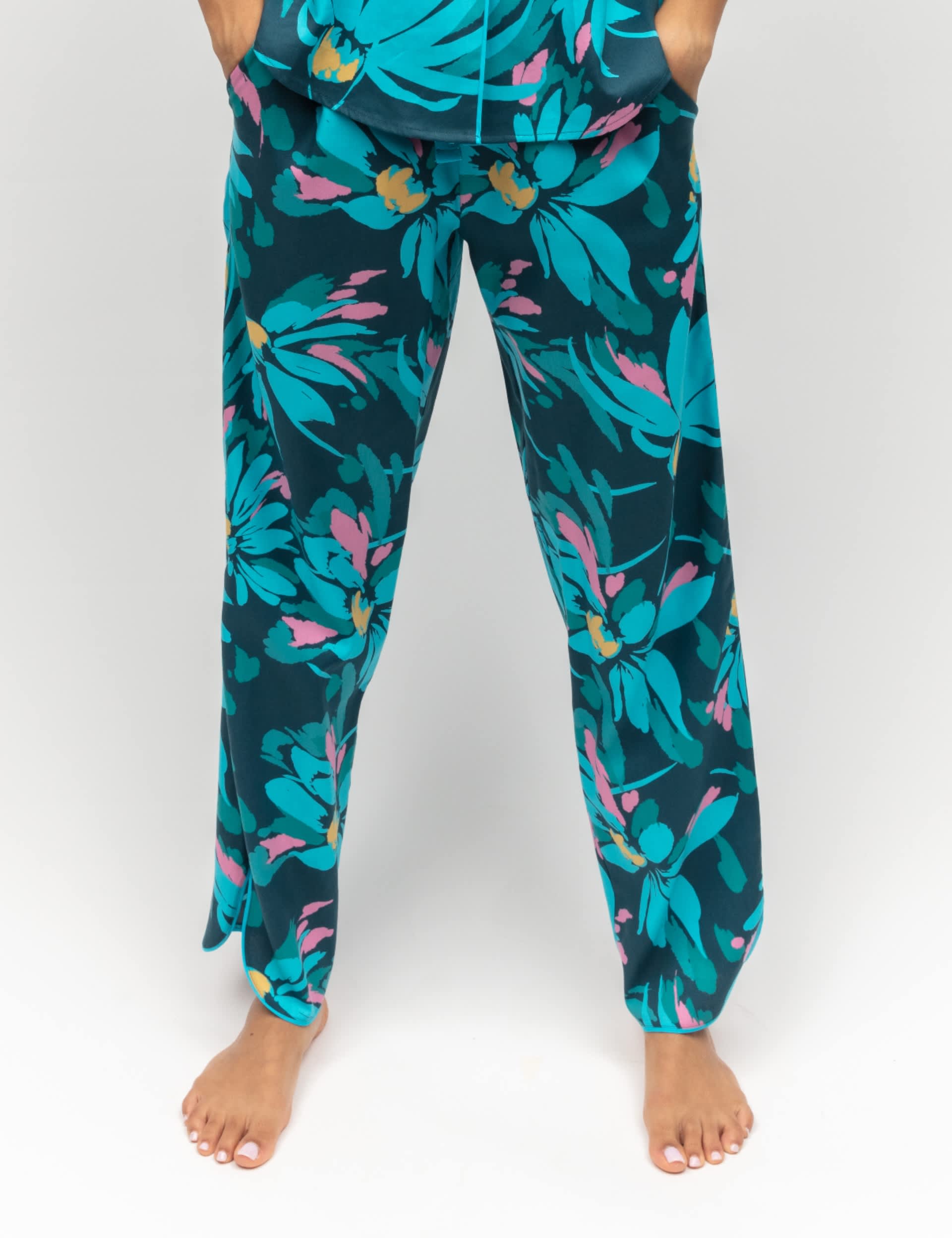 Cyberjammies Women's Cotton Modal Floral Pyjama Bottoms - 8 - Teal, Teal