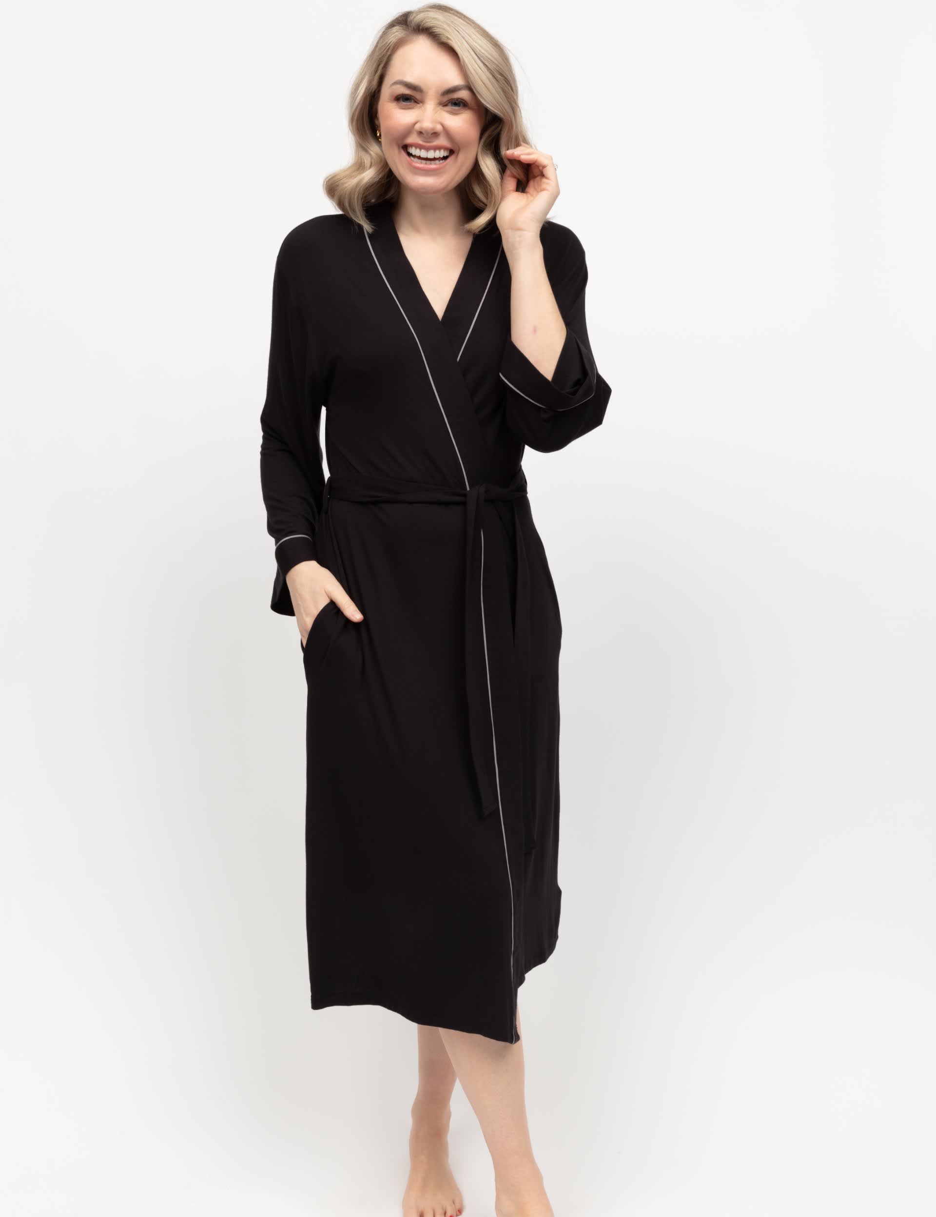 Cyberjammies Women's Jersey Dressing Gown - 14 - Black, Black