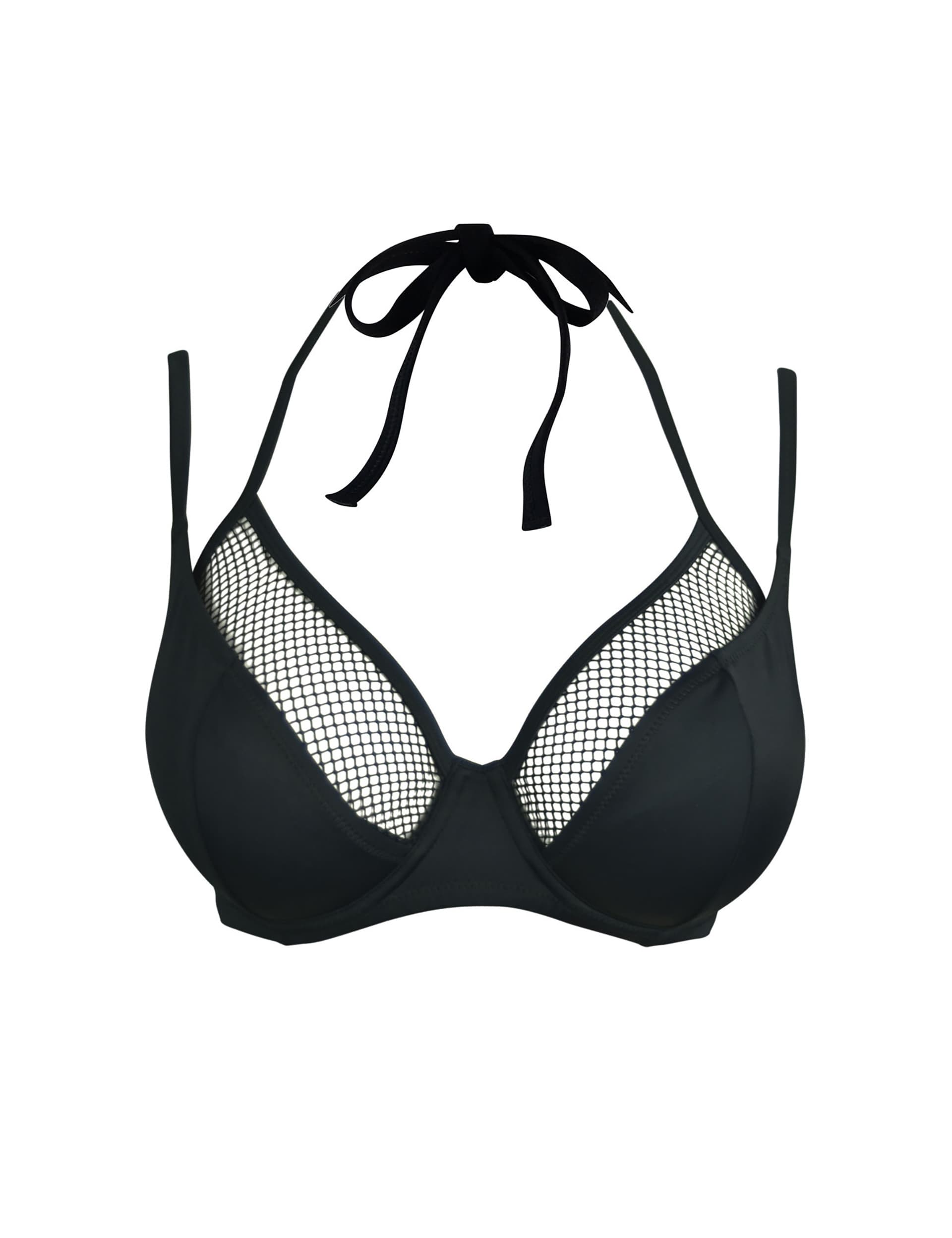 Pour Moi Women's Glamazon Padded Wired Mesh Bikini Top - 34G - Black, Black