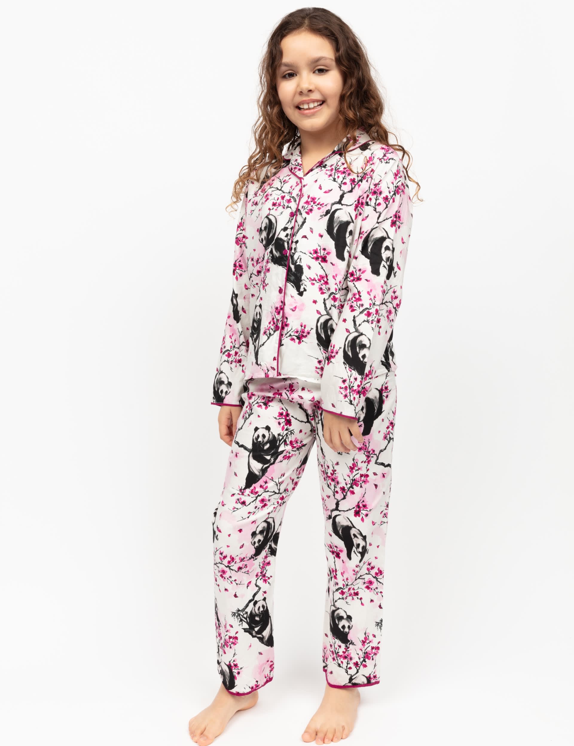 Cyberjammies Girls Panda Print Pyjamas (2-13 Yrs)