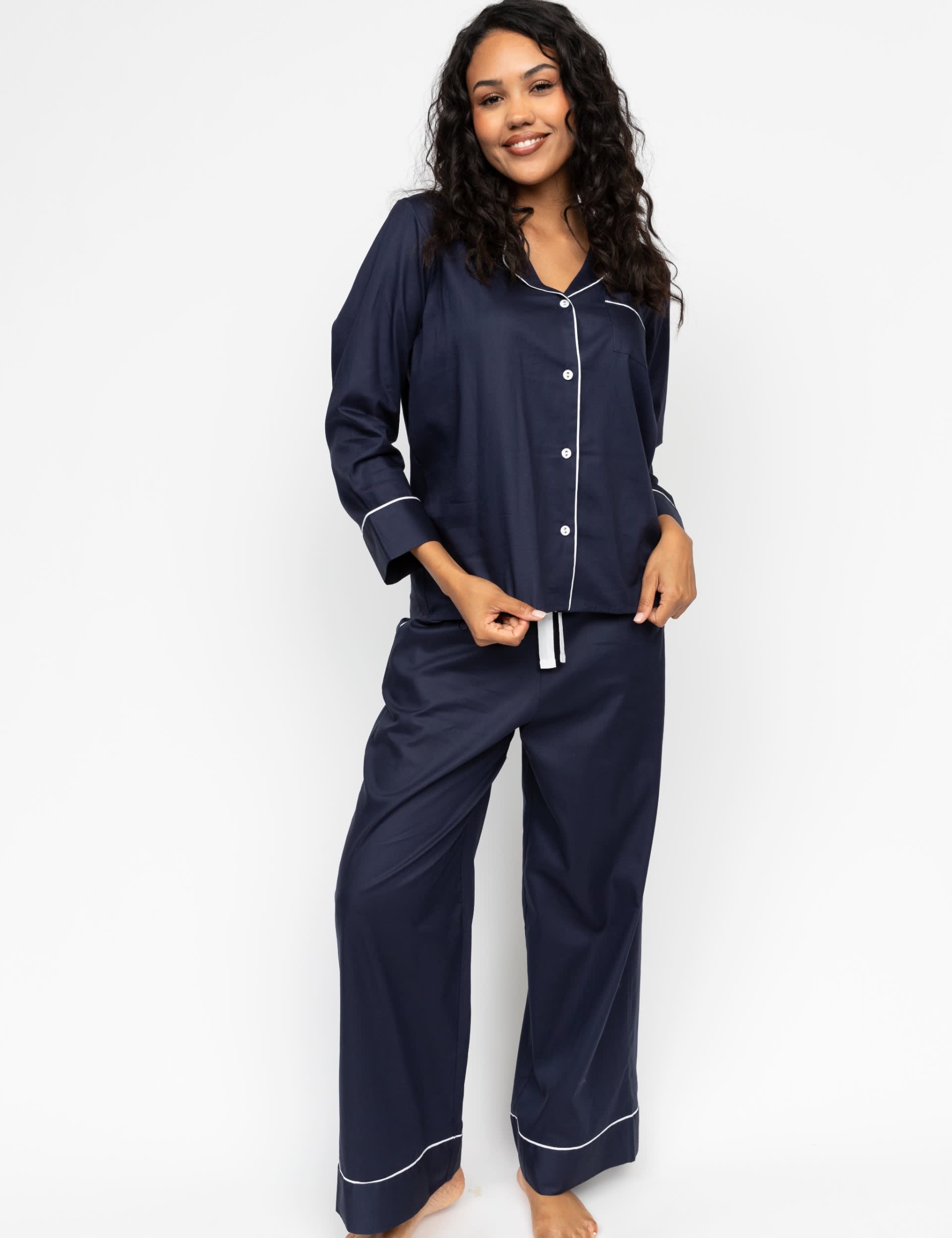 Cyberjammies Women's Cotton Modal Pyjama Set - 12 - Navy, Cream,Black,Navy,White