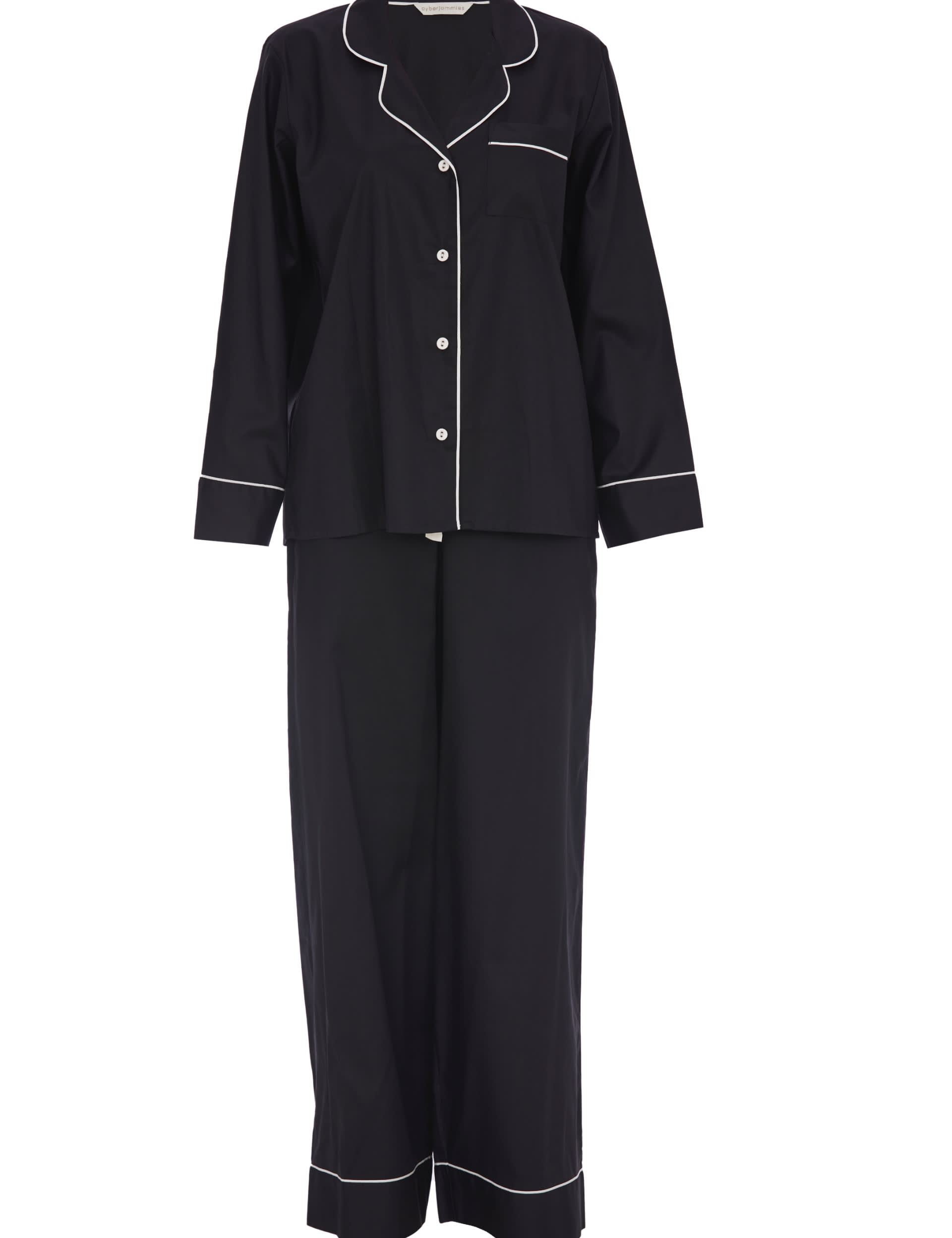 Cyberjammies Women's Cotton Modal Pyjama Set - 16 - Black, Black,Cream,Navy,White