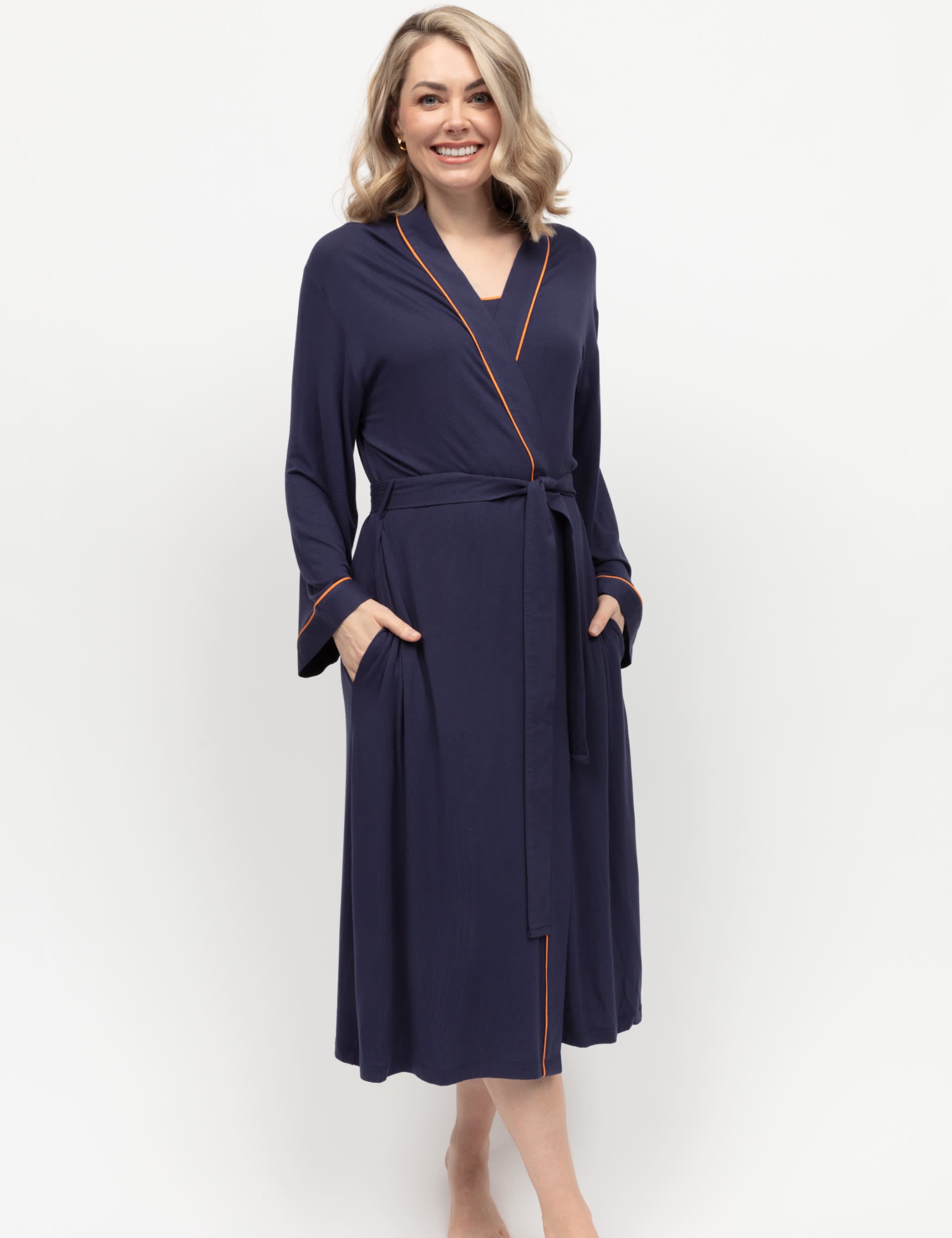 Cyberjammies Women's Modal Rich Dressing Gown - 14 - Navy, Navy