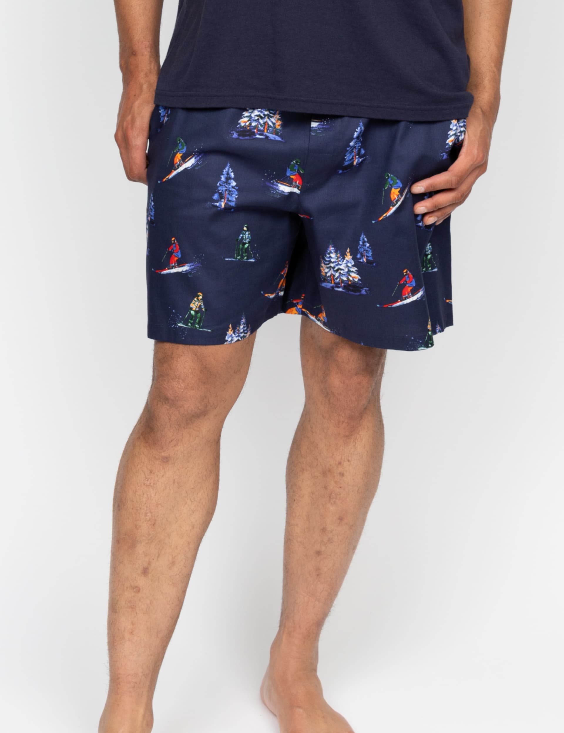 Cyberjammies Men's Cotton Modal Blend Printed Pyjama Shorts - Navy Mix, Navy Mix