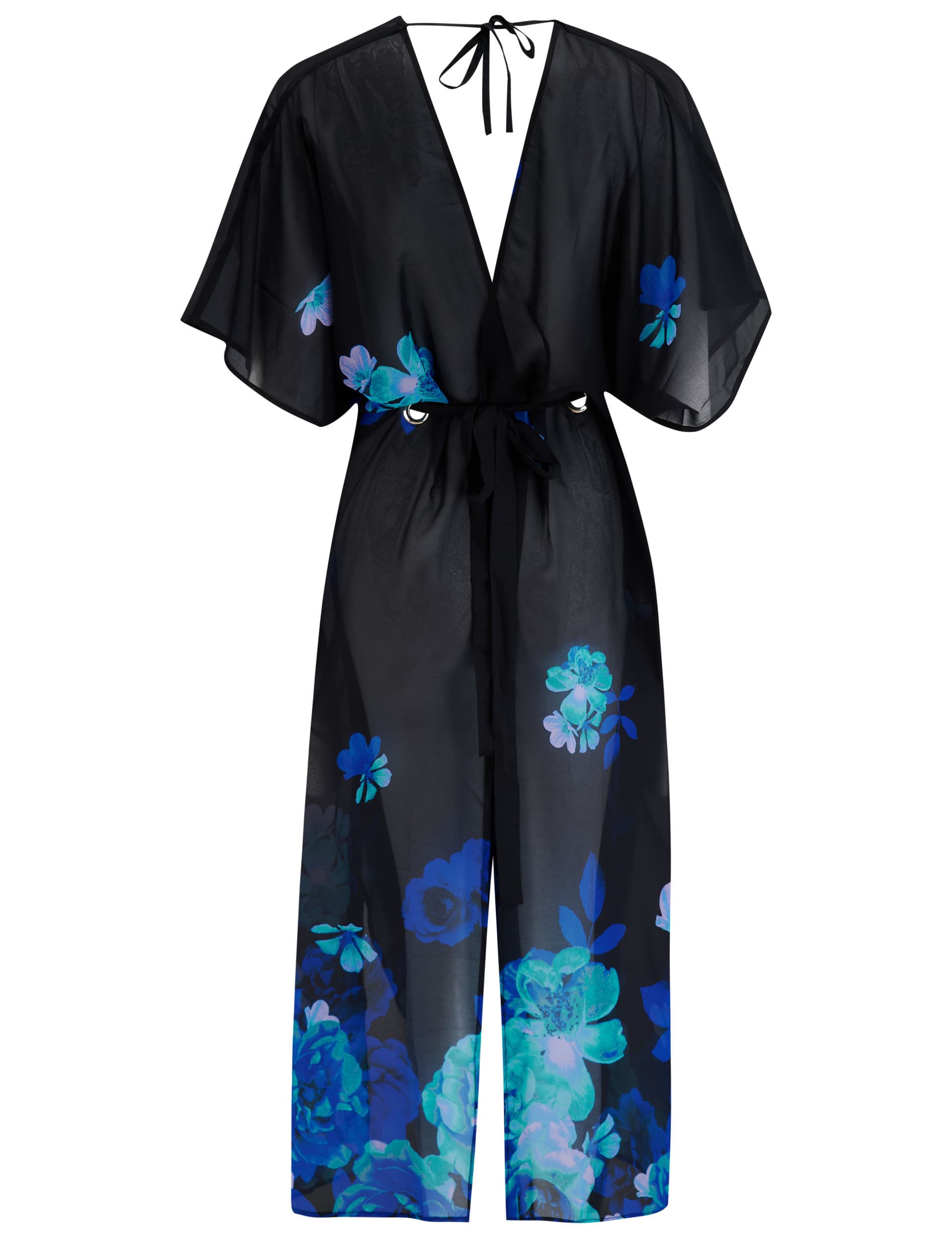 Pour Moi Women's Floral Beach Cover Up Kaftan - 14 - Black Mix, Black Mix