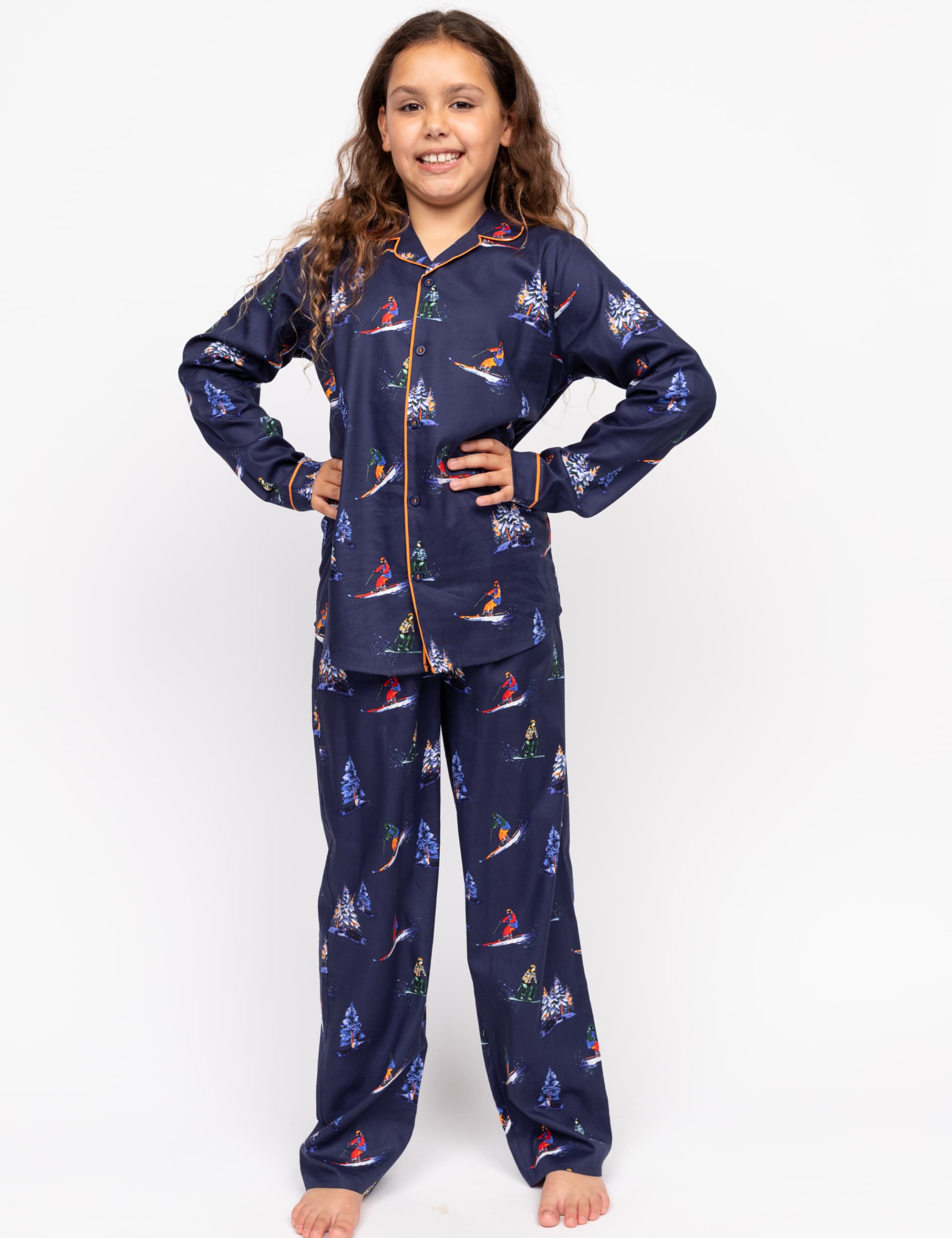 Cyberjammies Cotton Rich Ski Print Pyjamas (2-12 Yrs) - 10-11 - Navy Mix, Navy Mix