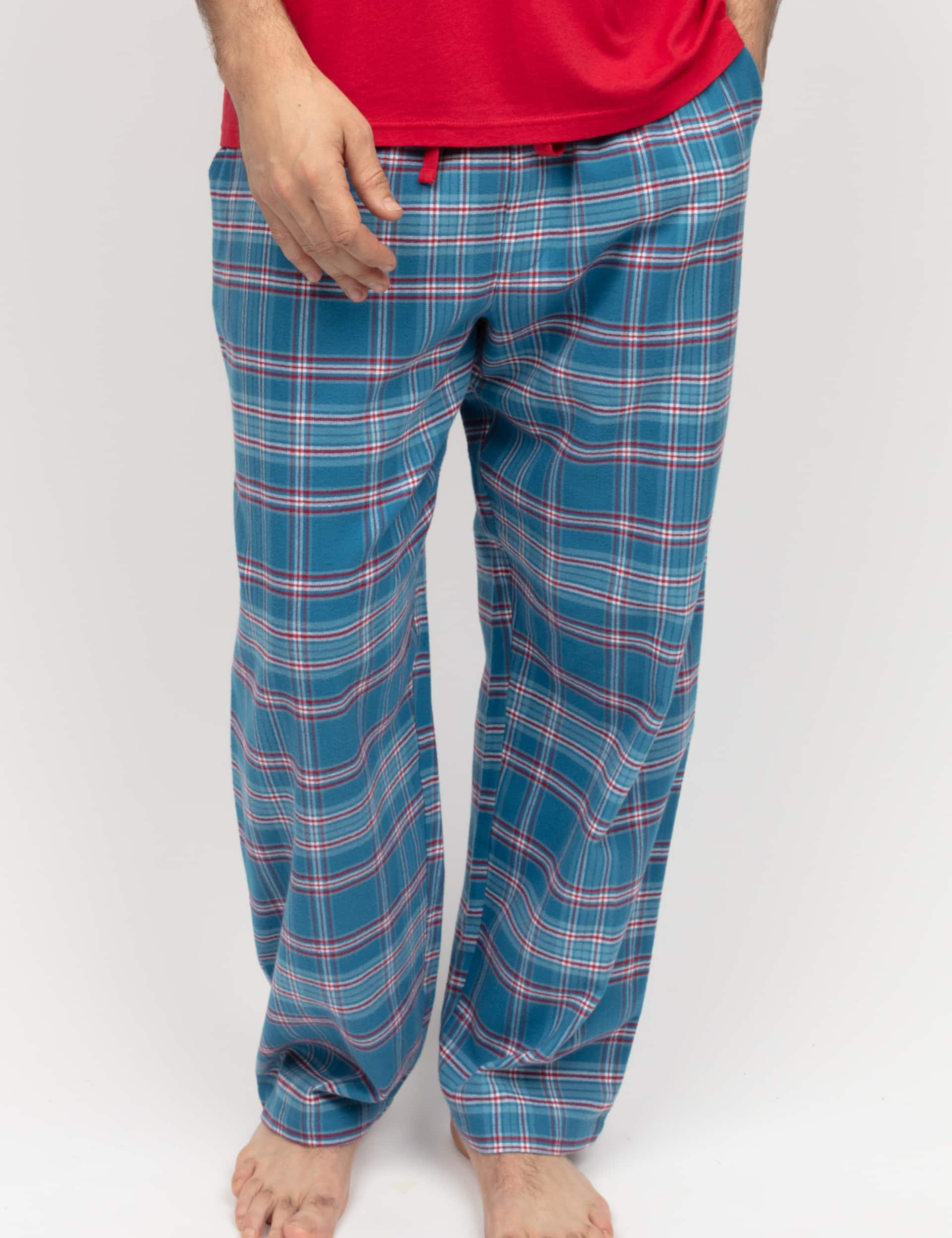 Cyberjammies Men's Family Pure Cotton Checked Pyjama Bottoms - Blue Mix, Blue Mix