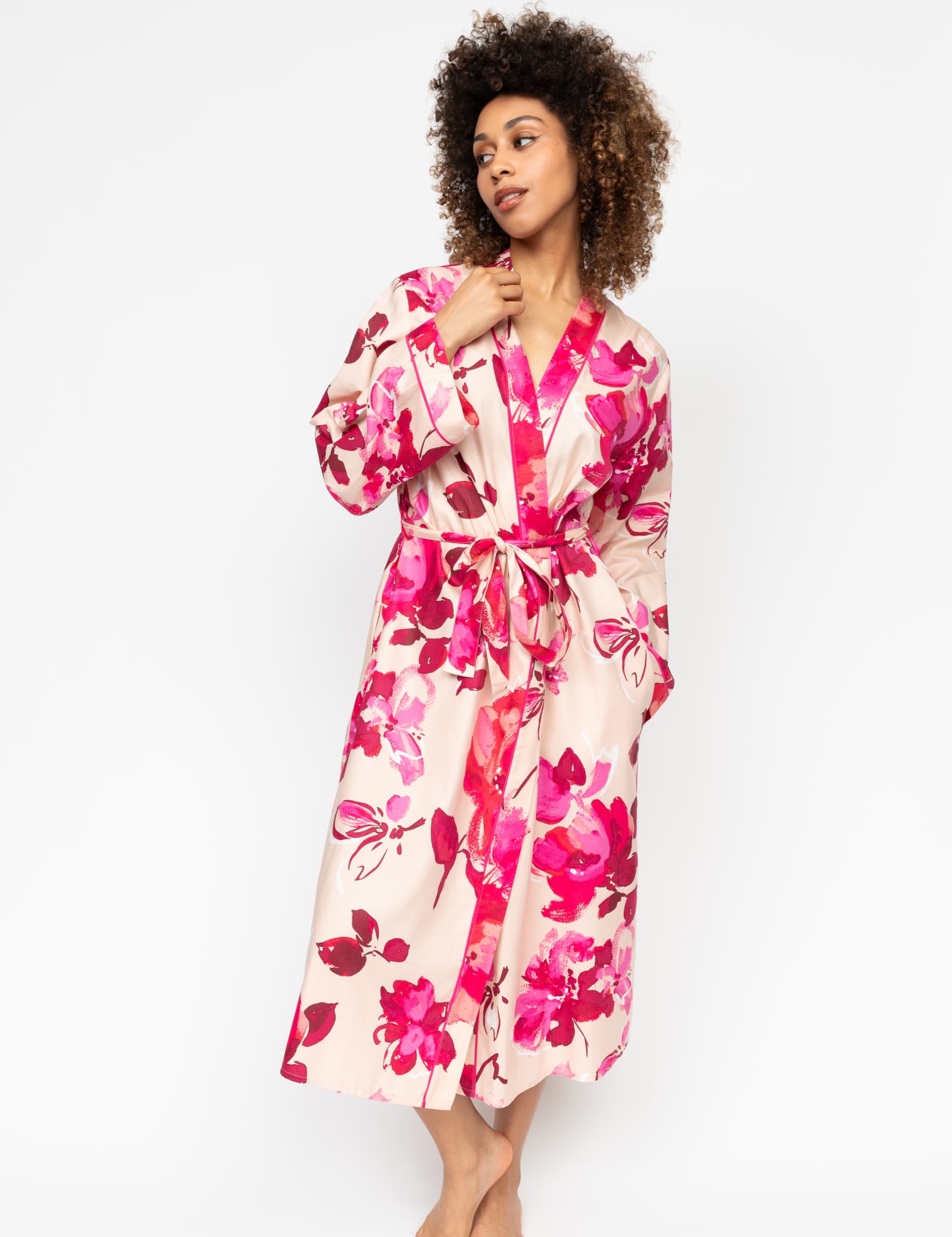 Cyberjammies Women's Cotton Modal Floral Dressing Gown - 14 - Pink Mix, Pink Mix