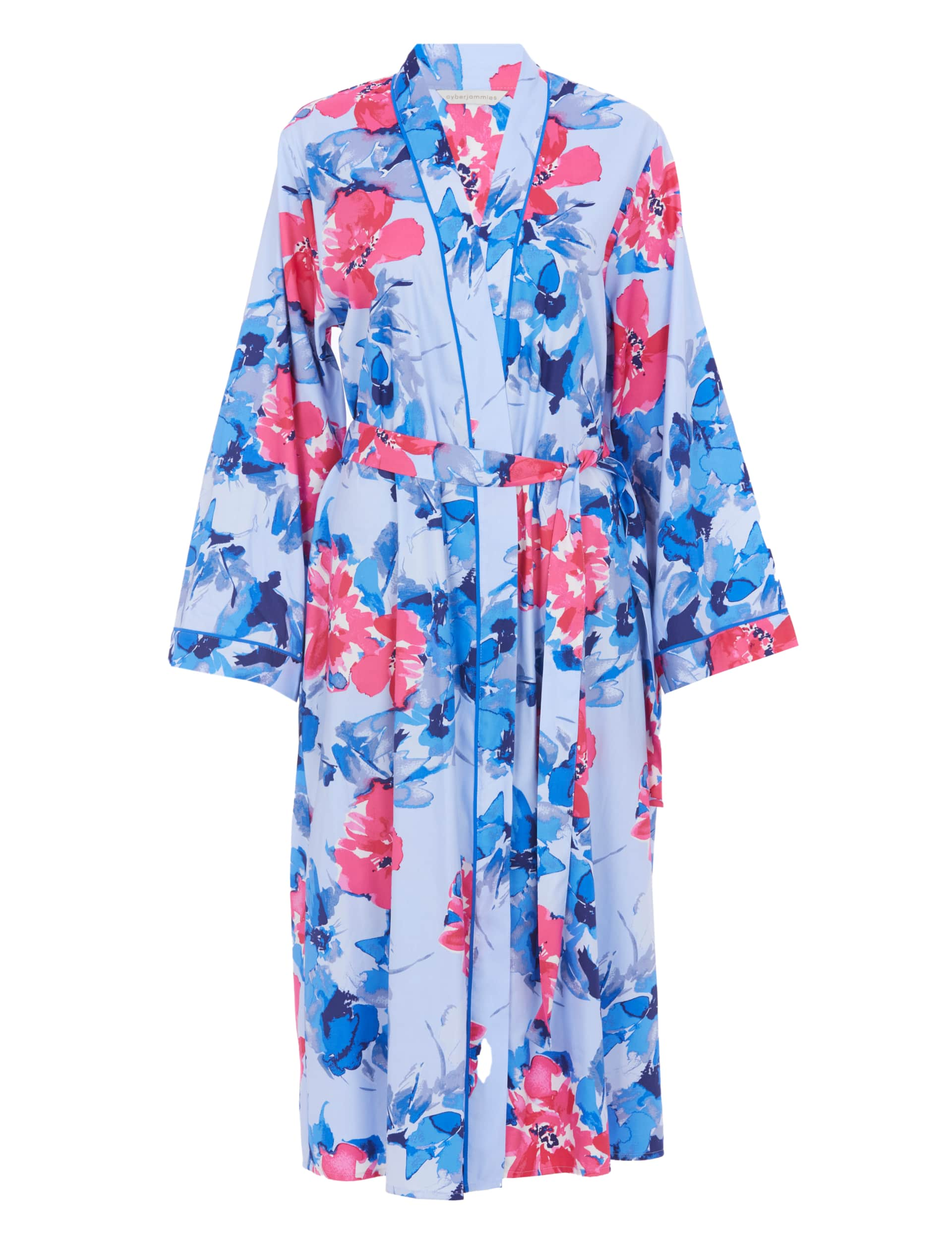 Cyberjammies Women's Cotton Modal Floral Dressing Gown - 14 - Blue Mix, Blue Mix