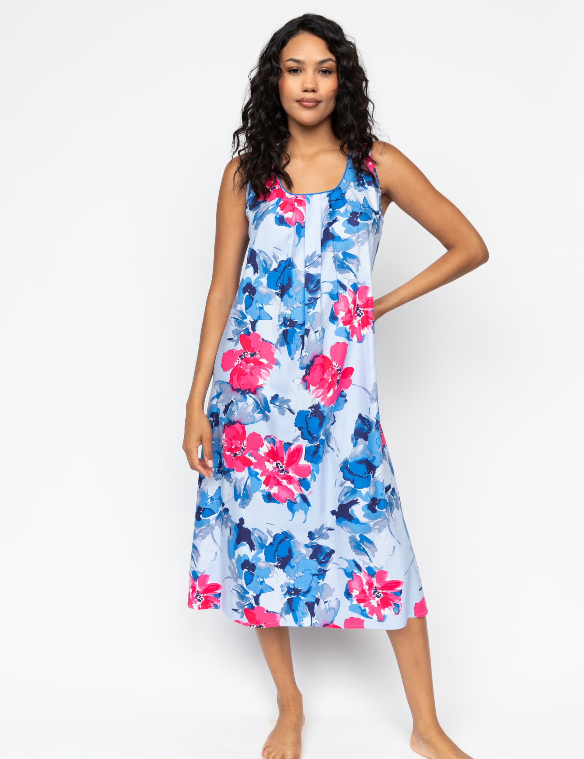 Cyberjammies Women's Cotton Modal Floral Nightdress - 16 - Blue Mix, Blue Mix