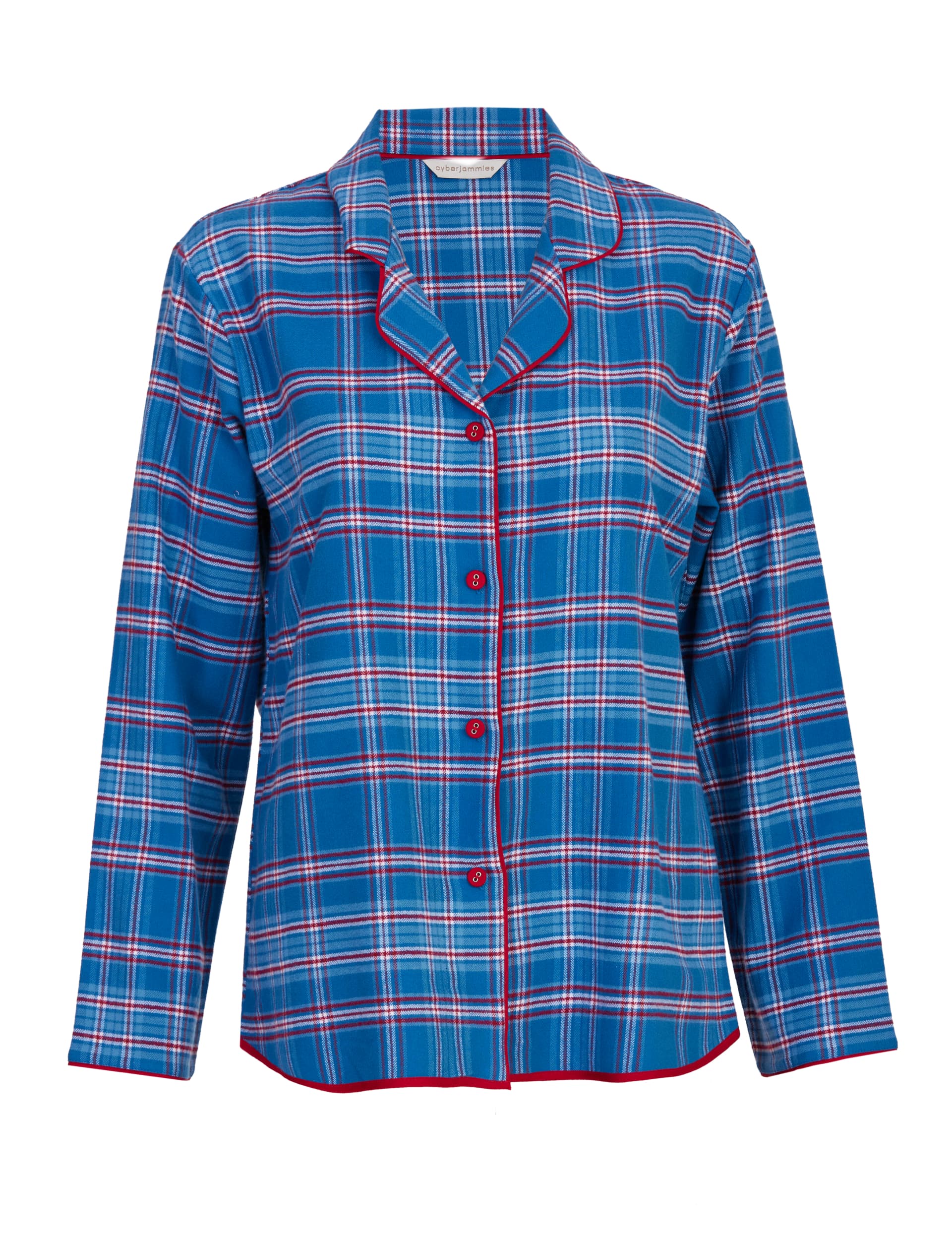 Cyberjammies Women's Family Pure Cotton Checked Pyjama Top - 8 - Blue Mix, Blue Mix