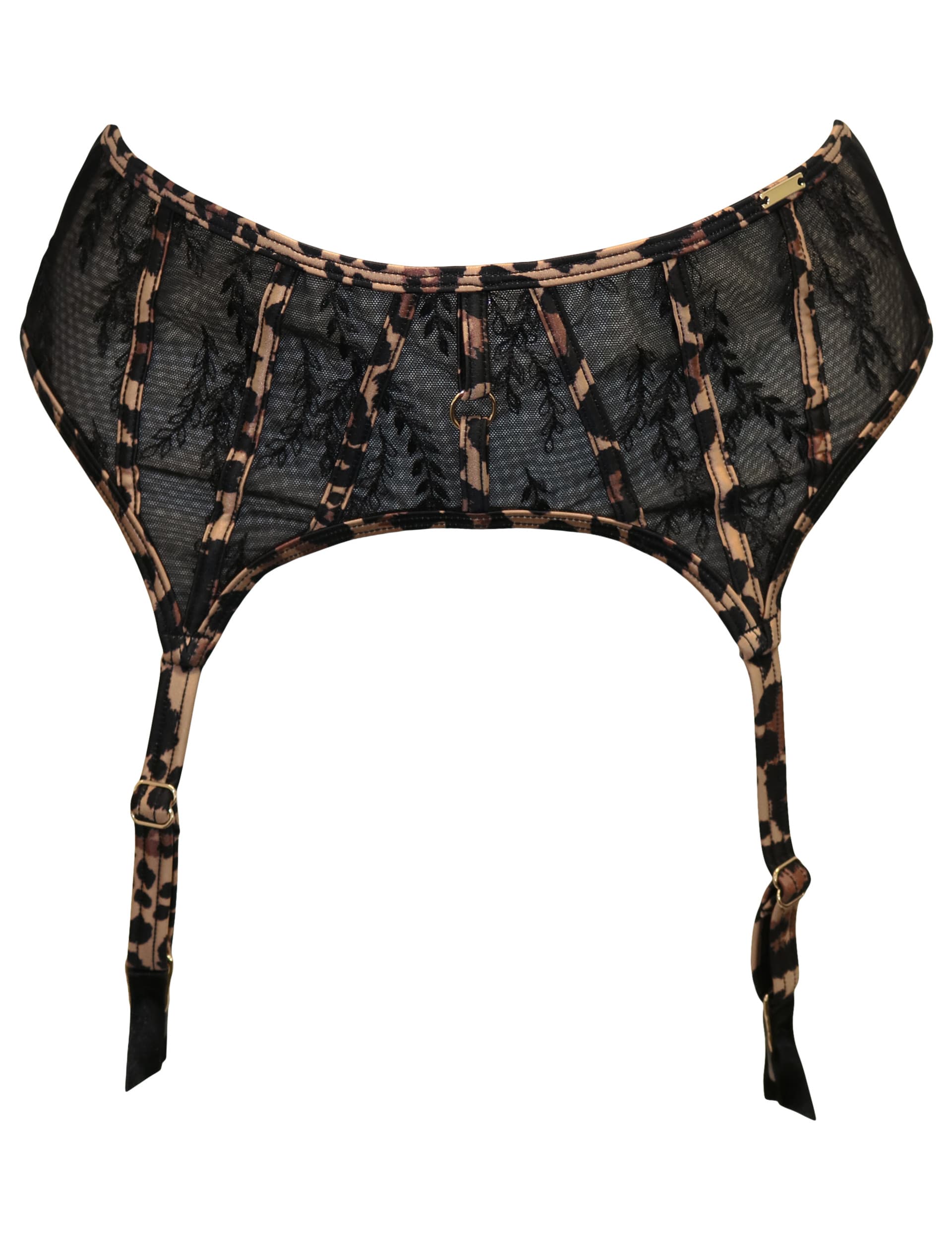 Pour Moi Women's India Leopard Embroidered Suspender - 12 - Black Mix, Black Mix