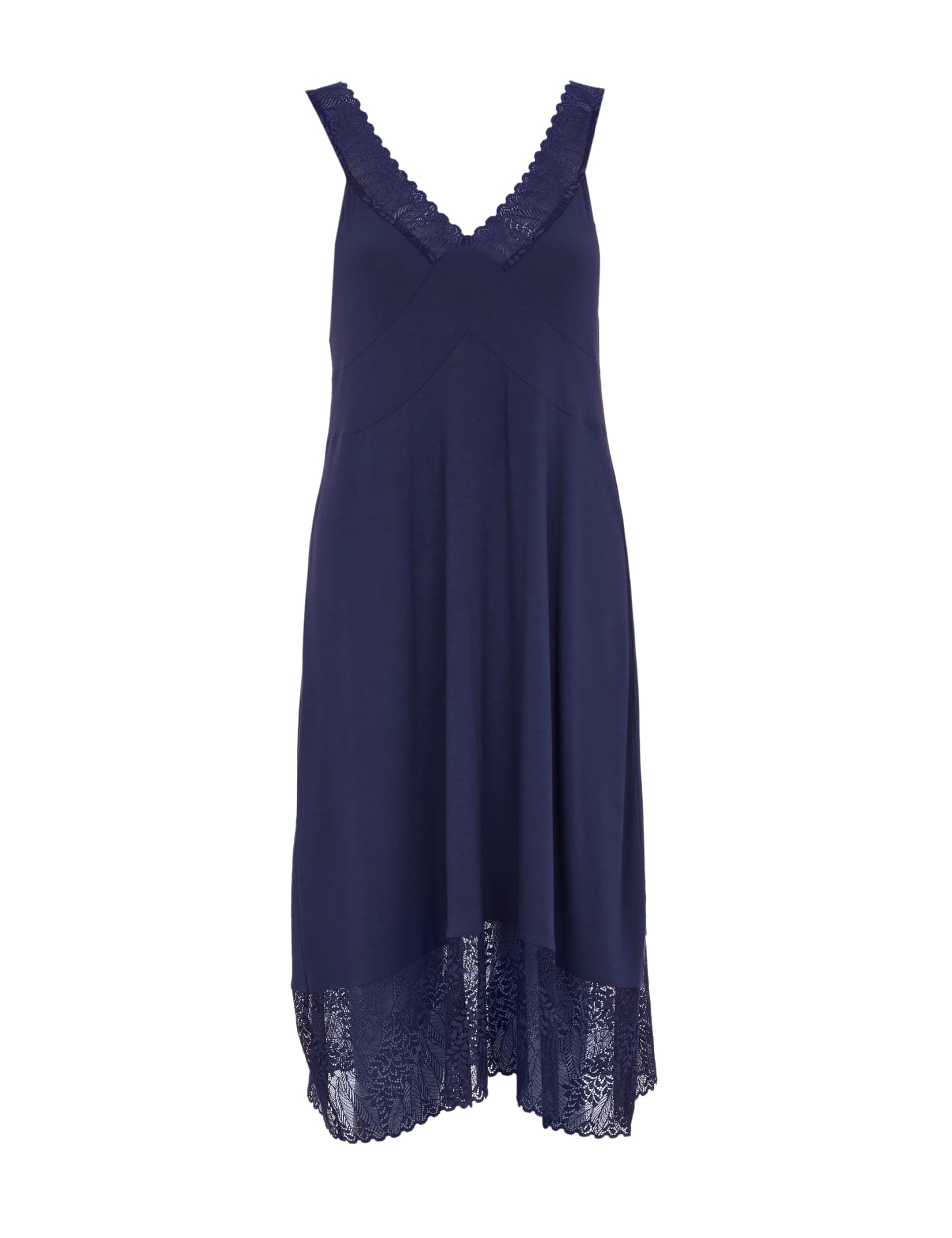 Cyberjammies Women's Jersey Lace Trim Nightdress - 14 - Navy, Navy