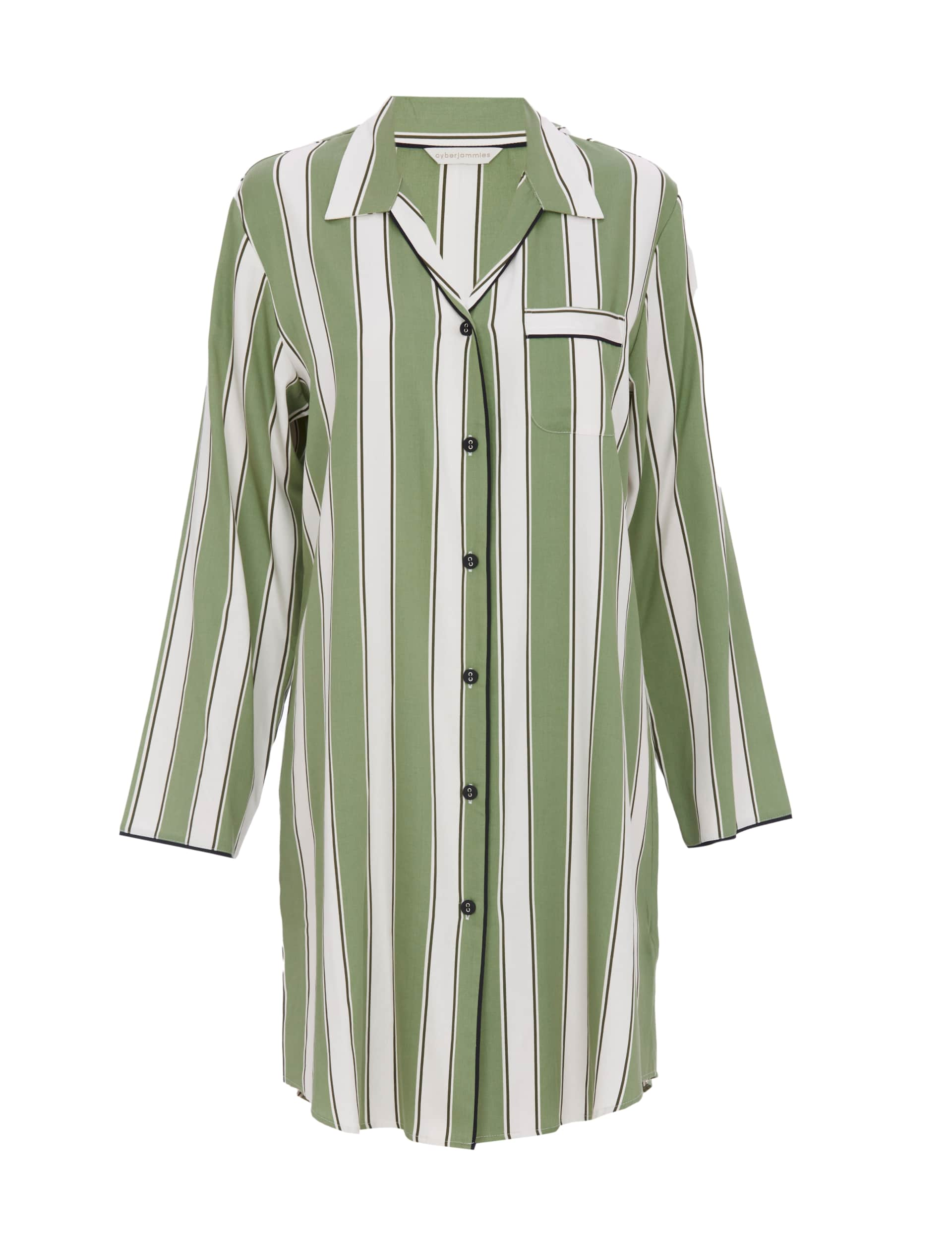 Cyberjammies Women's Cotton Modal Striped Nightshirt - 22 - Green Mix, Green Mix