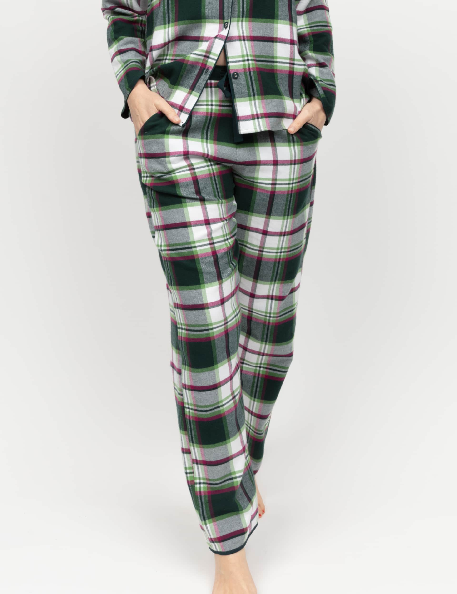 Cyberjammies Women's Family Pure Cotton Checked Pyjama Bottoms - 14 - Dark Green Mix, Dark Green Mix