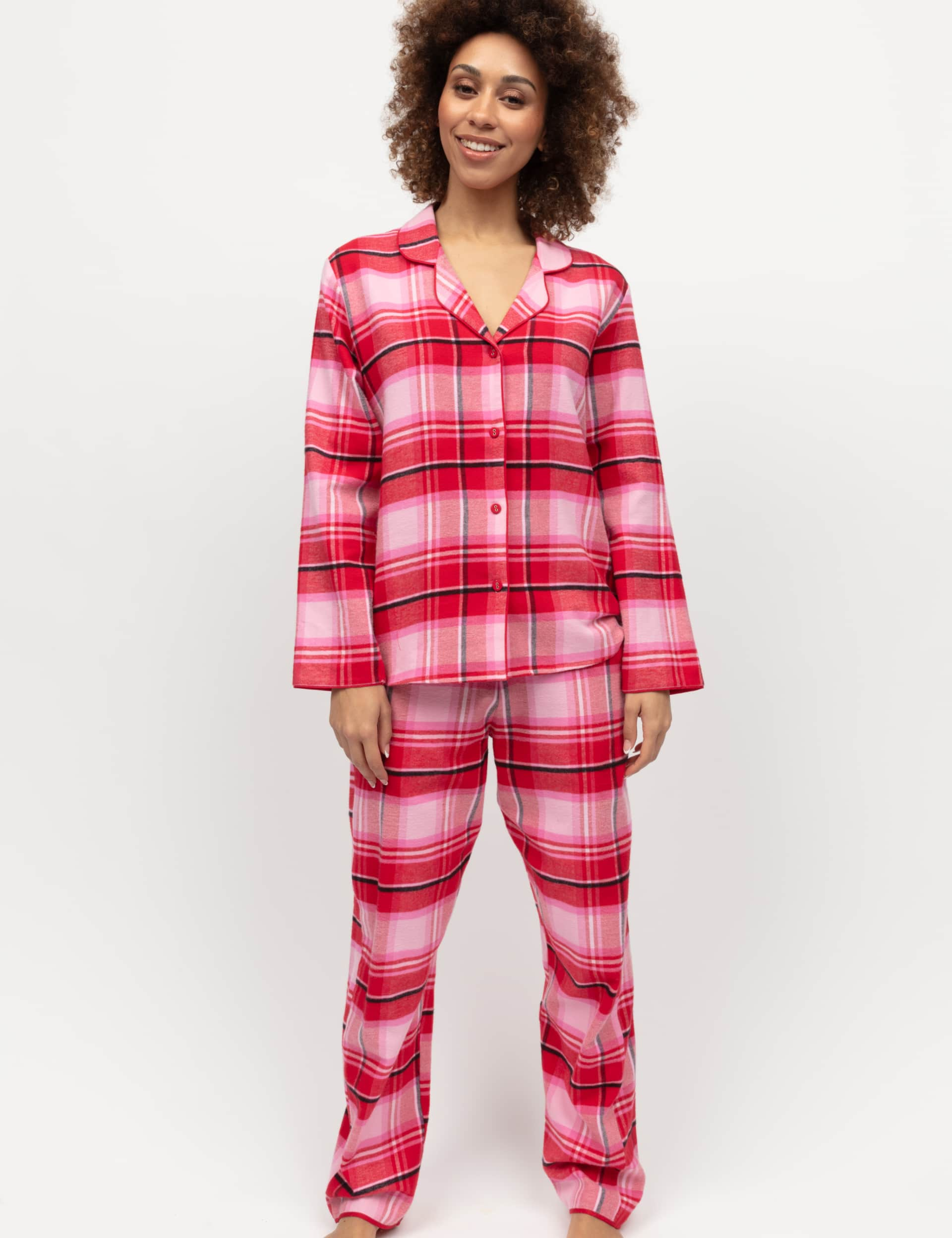 Cyberjammies Women's Family Pure Cotton Checked Print Pyjama Set - 12 - Red Mix, Red Mix