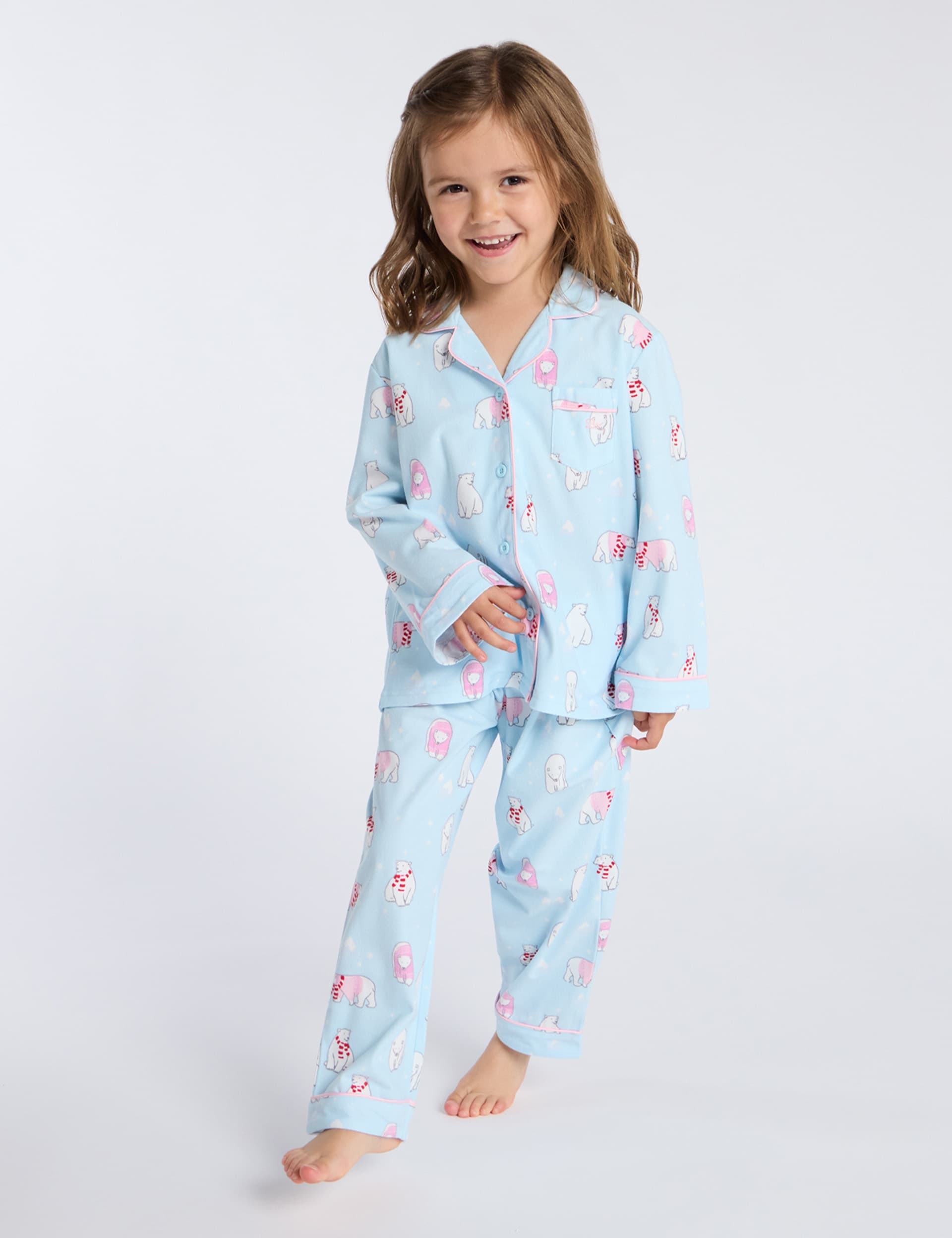 Boux Avenue Girls Polar Bear Pyjamas (2-12 Yrs) - 3-4 Y - Blue Mix, Blue Mix