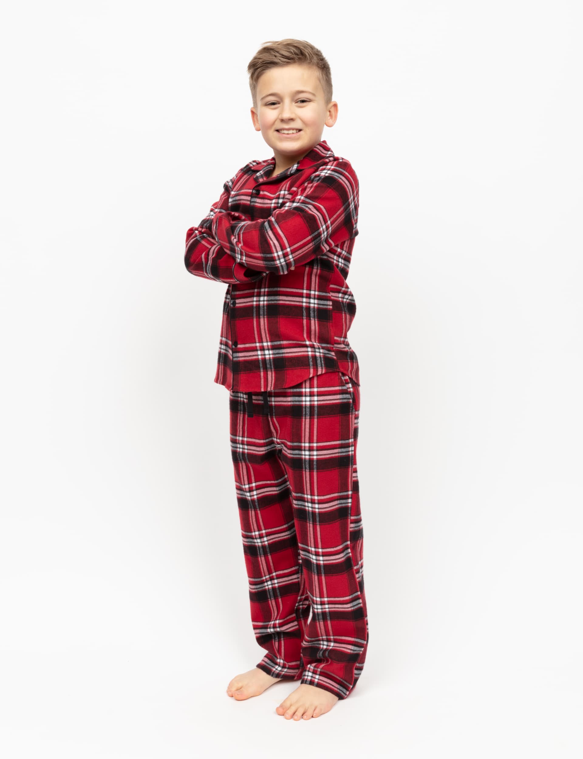 Cyberjammies Kids Family Pure Cotton Checked Pyjamas - 12-13 - Red Mix, Red Mix