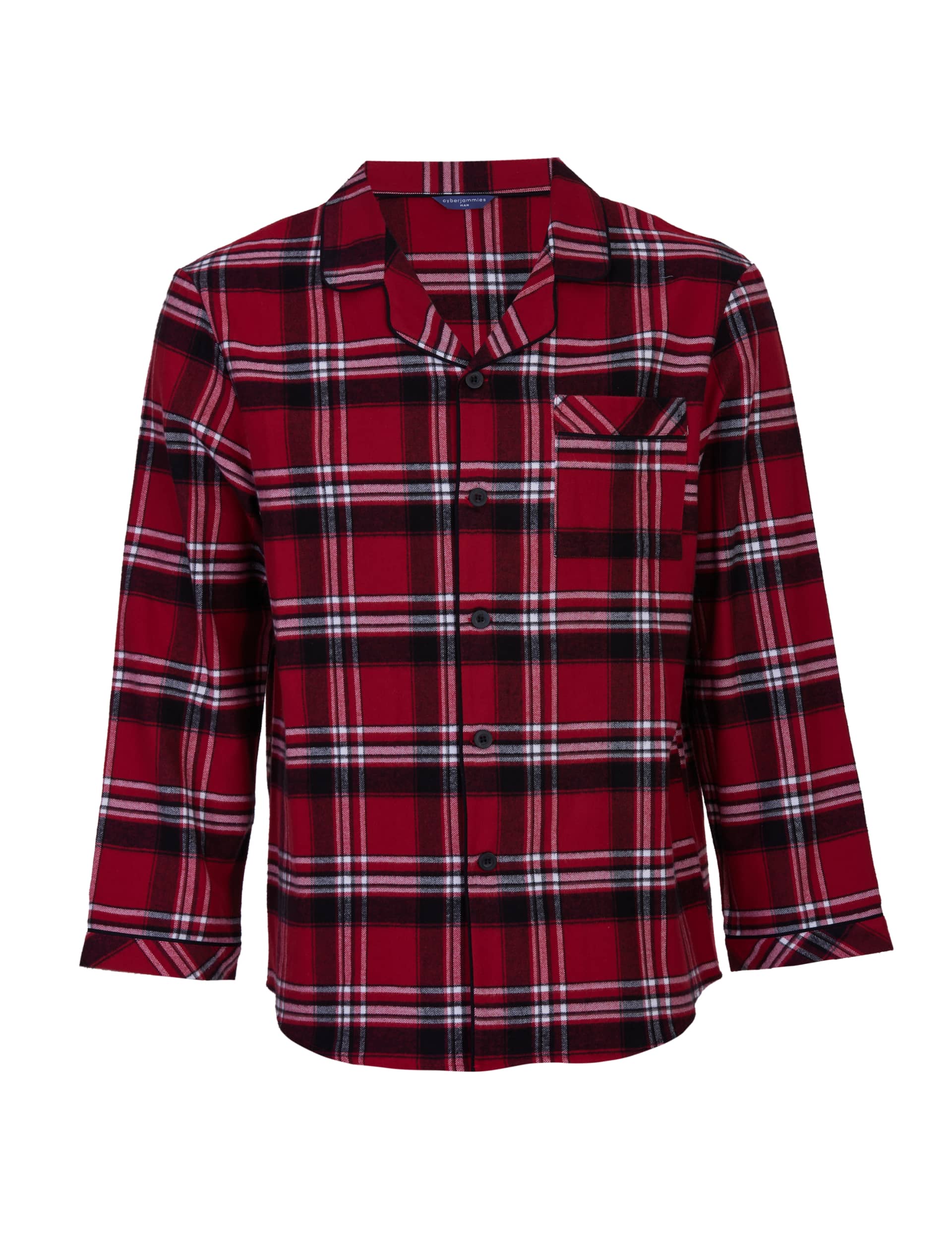 Cyberjammies Men's Family Pure Cotton Checked Pyjama Top - Red Mix, Red Mix