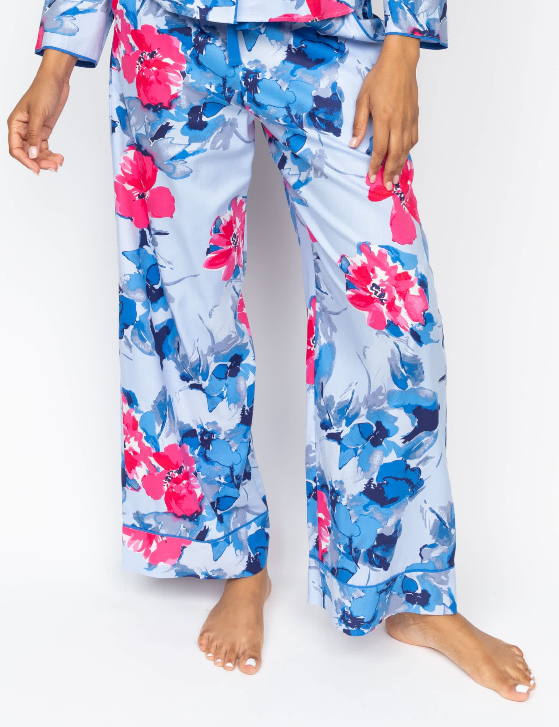 Cyberjammies Women's Cotton Modal Floral Wide Leg Pyjama Bottoms - 14 - Blue Mix, Blue Mix