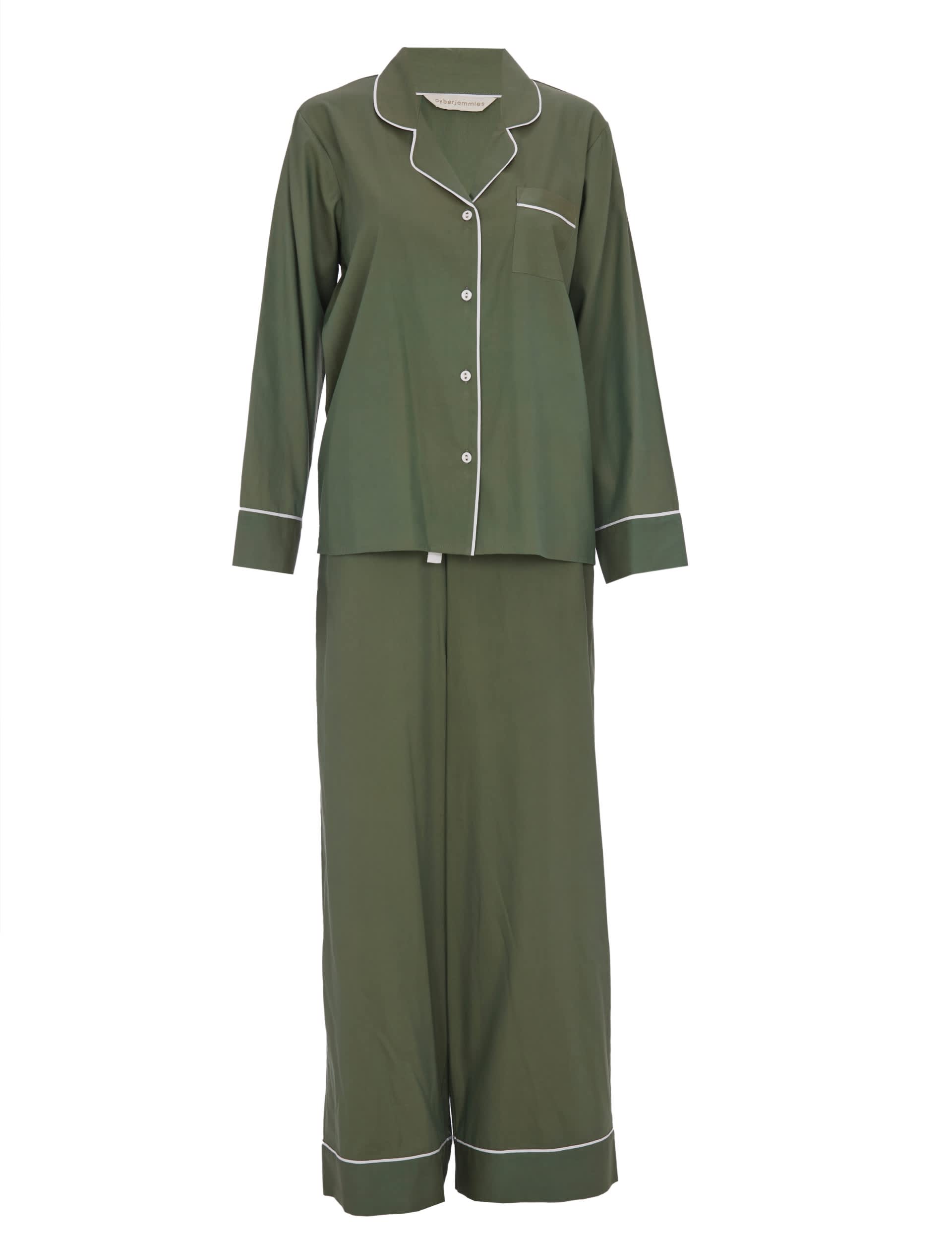 Cyberjammies Women's Cotton Modal Revere Pyjama Set - 14 - Green, Green