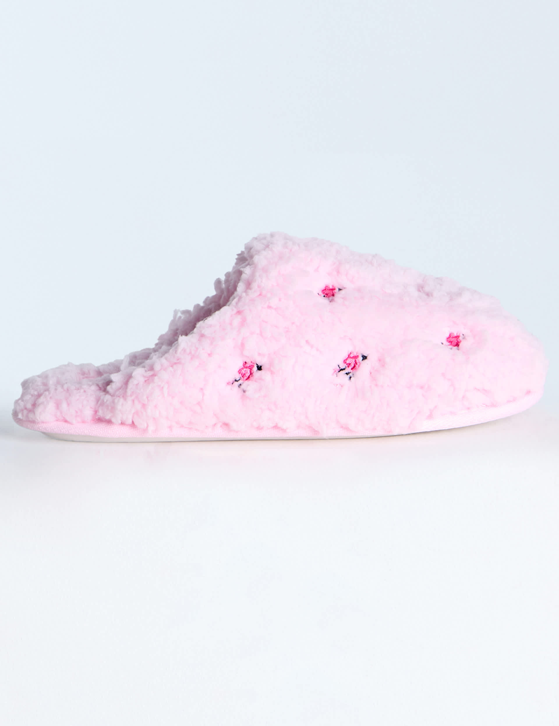 Boux Avenue Women's Faux Fur Floral Embroidered Mule Slippers - 5-6 - Pink Mix, Pink Mix