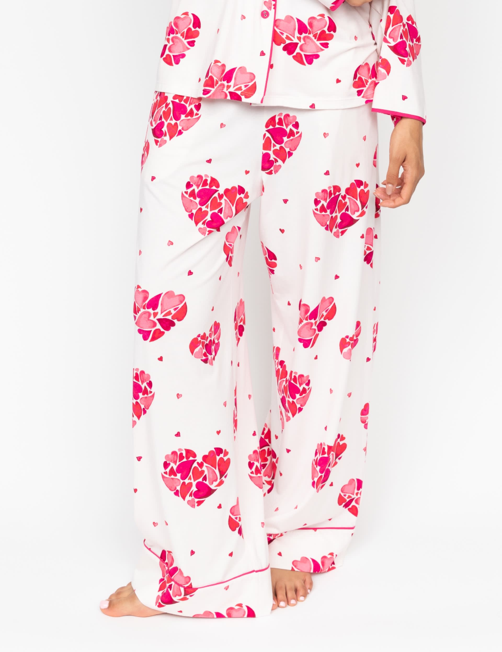 Cyberjammies Women's Cotton Blend Heart Pyjama Bottoms - 6 - White Mix, White Mix