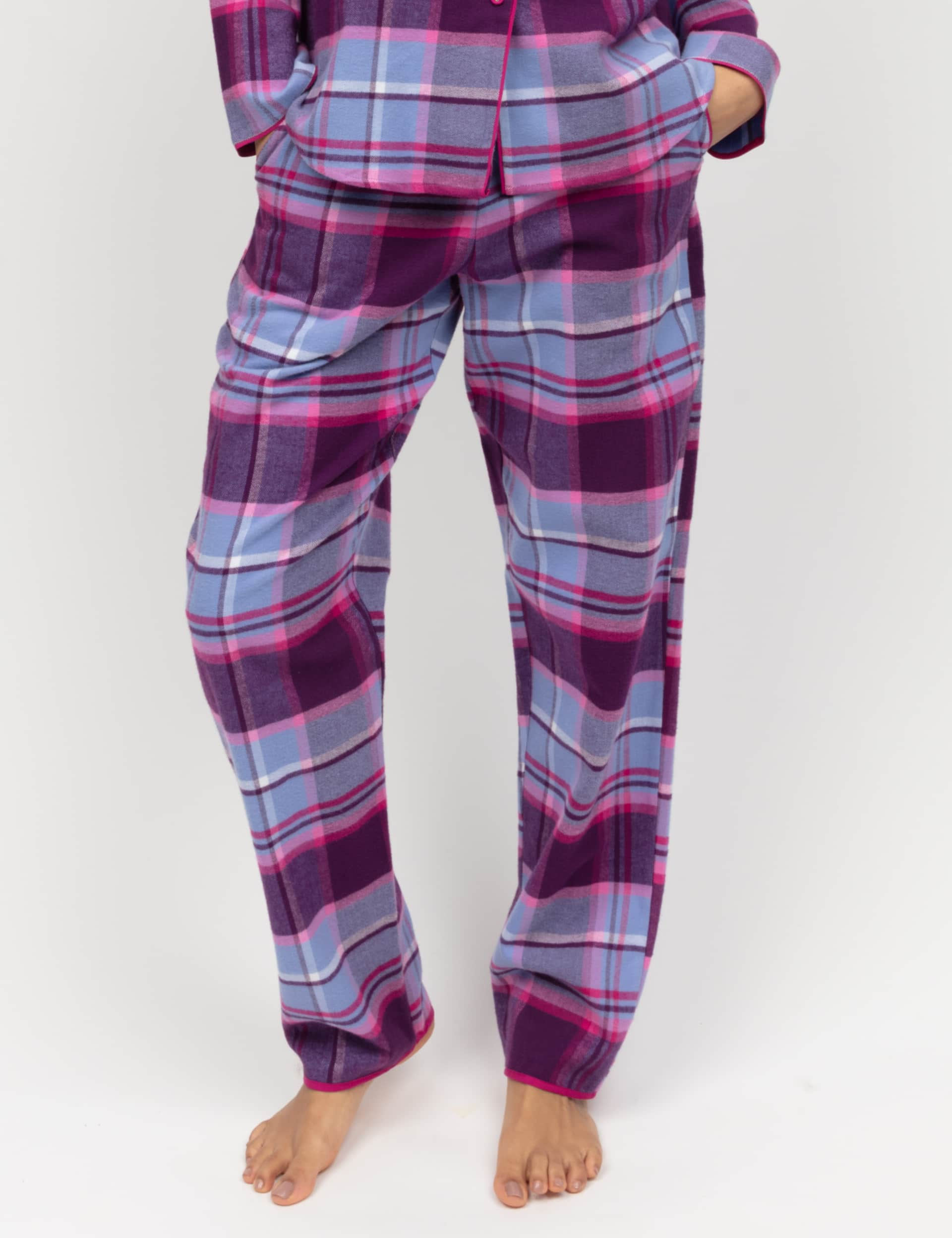 Cyberjammies Women's Pure Cotton Checked Pyjama Bottoms - 22 - Dark Purple, Dark Purple