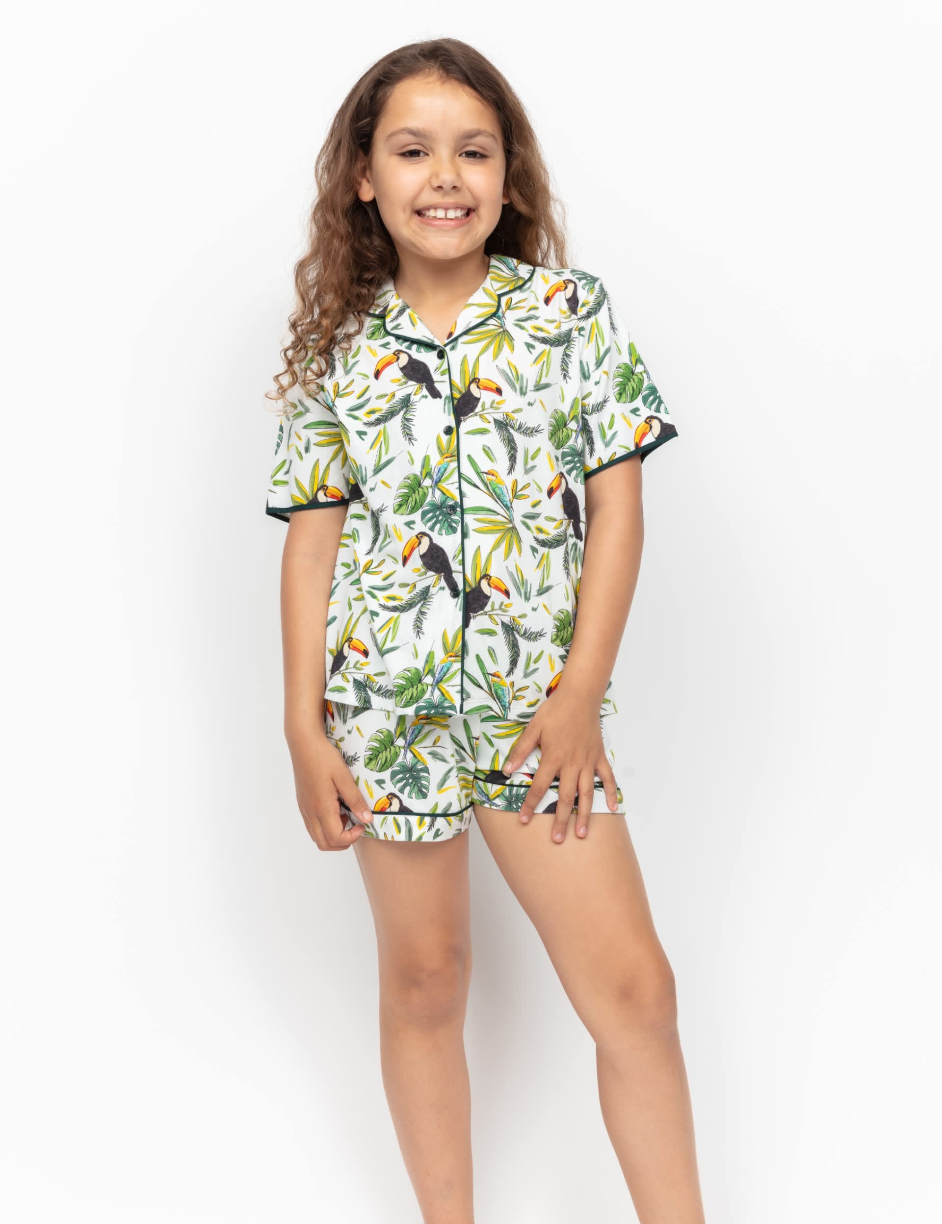 Cyberjammies Girls Cotton Blend Toucan Pyjamas (2-13 Yrs) - 4-5 Y - White Mix, White Mix