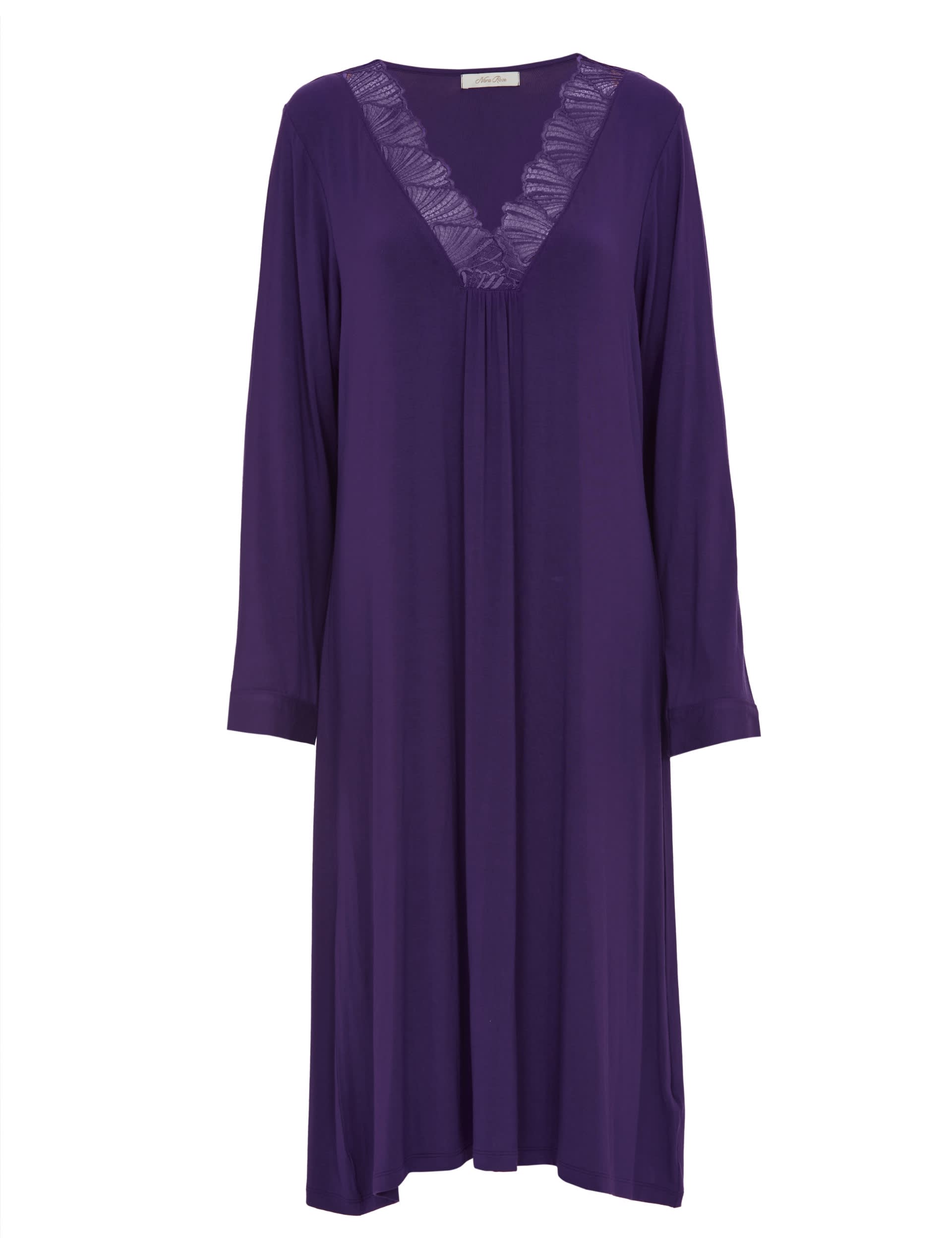 Cyberjammies Women's Jersey Lace Trim Nightdress - 14 - Purple, Purple