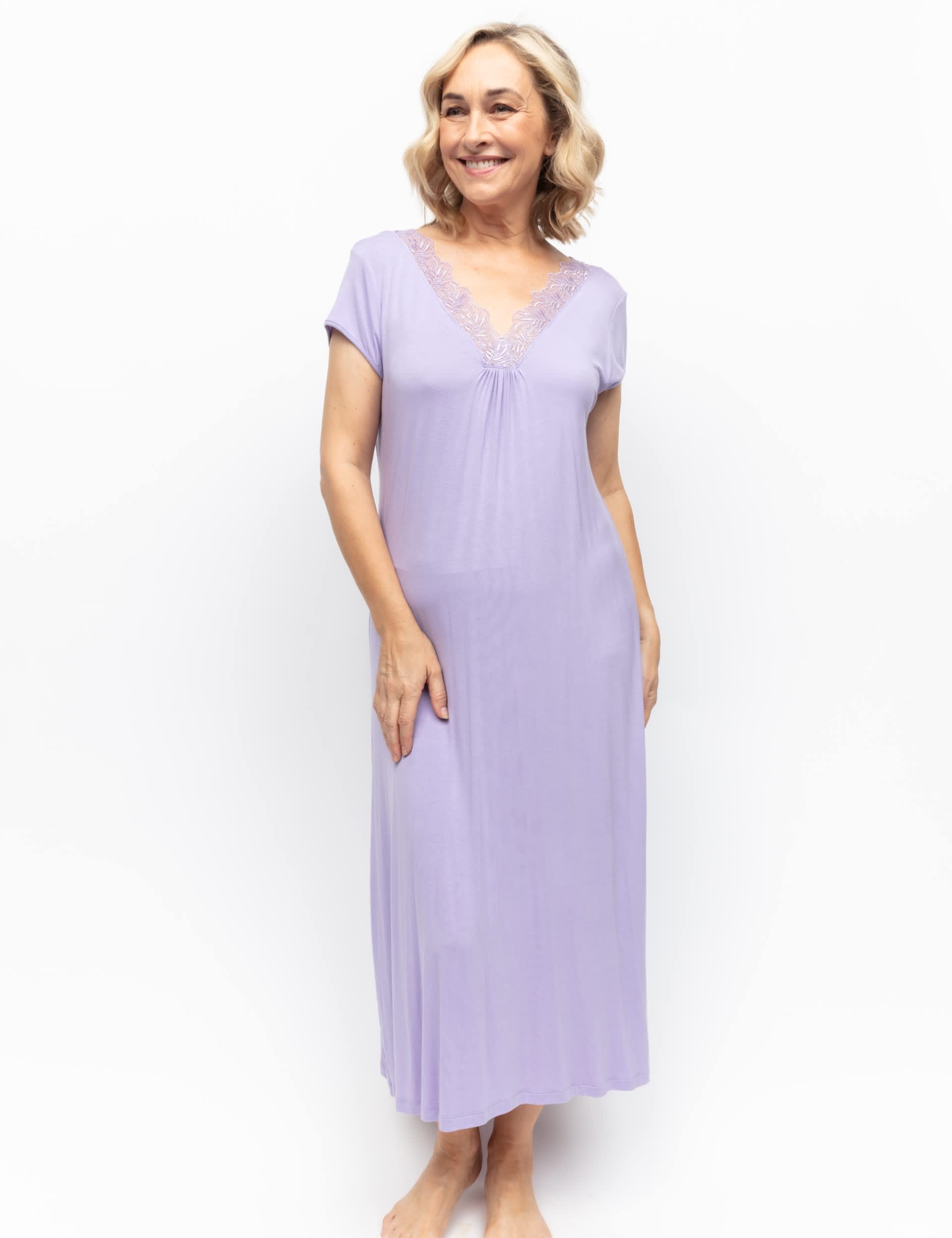 Cyberjammies Women's Jersey Scallop Trim Nightdress - 8 - Lilac, Lilac