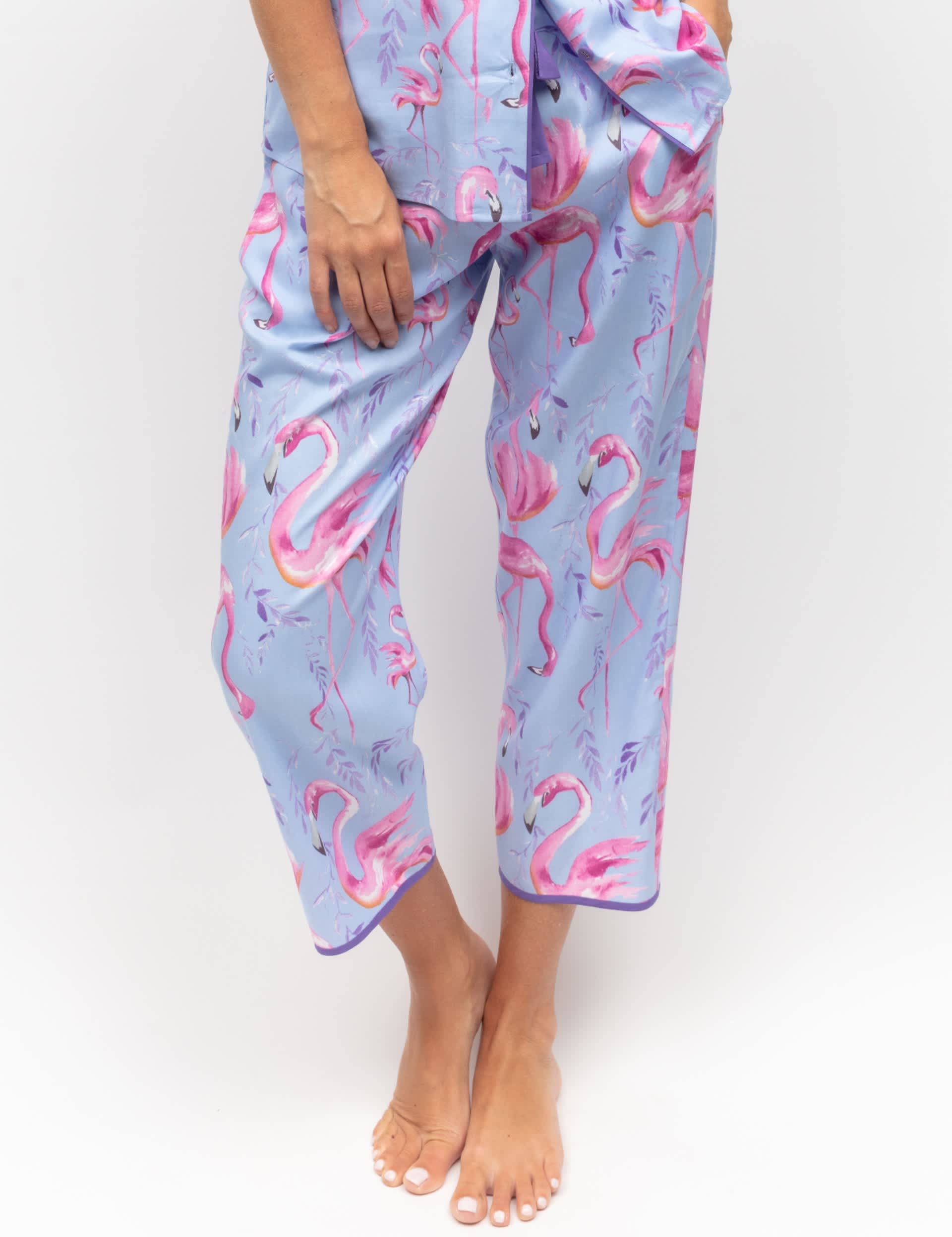 Cyberjammies Women's Cotton Modal Print Cropped Pyjama Bottoms - 28 - Light Blue Mix, Light Blue Mix