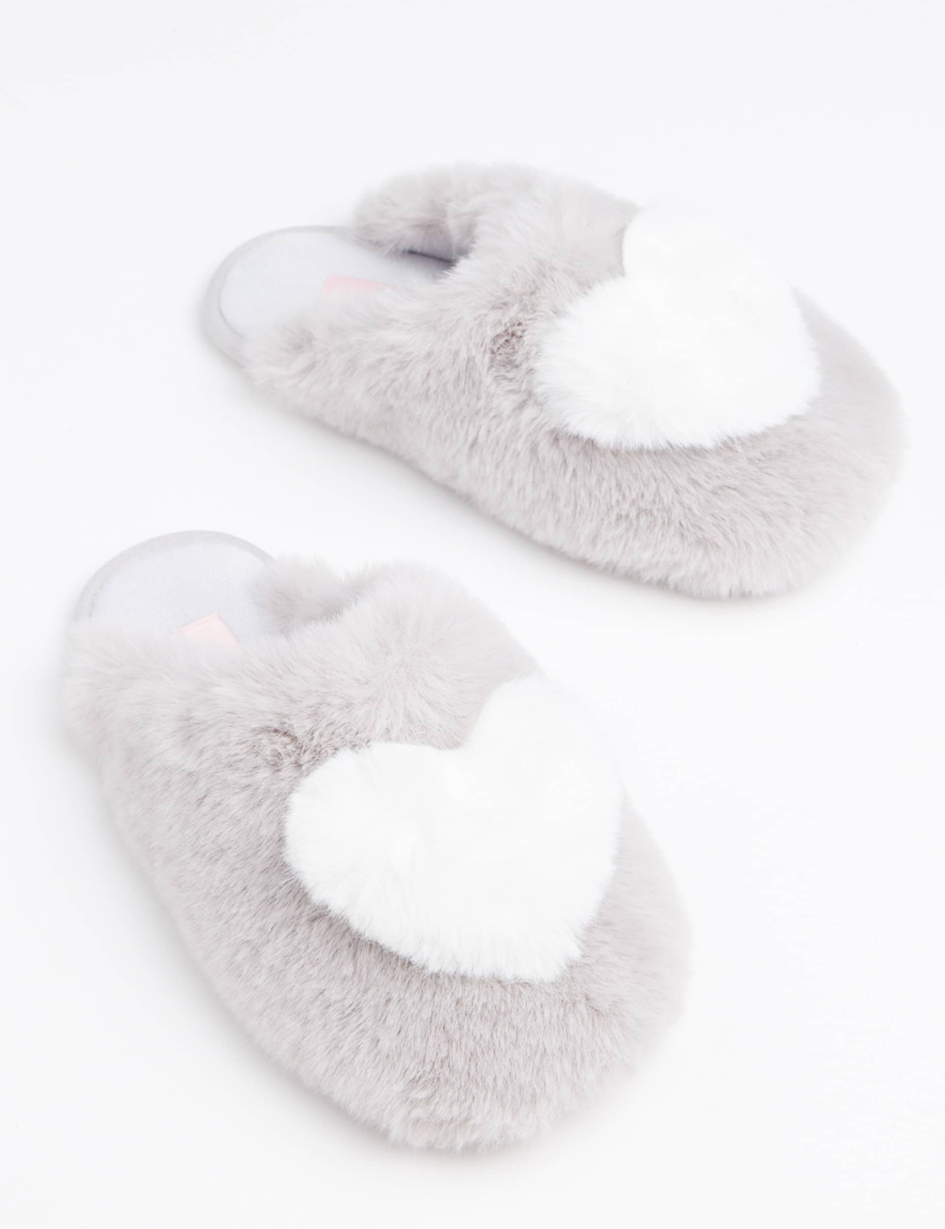 Boux Avenue Women's Heart Mule Slippers - 38 - Grey Mix, Grey Mix