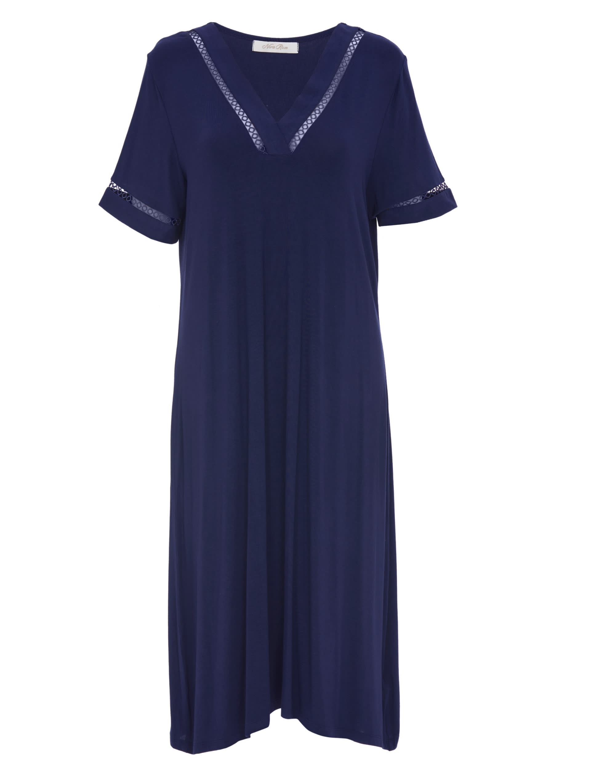 Cyberjammies Women's Jersey Lace Insert Nightdress - 12 - Navy, Navy