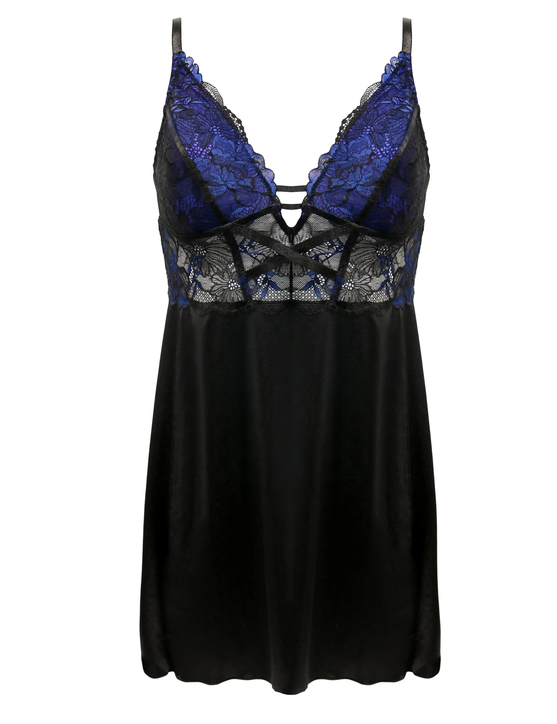 Pour Moi Women's After Hours Strappy Lace Chemise - 12 - Black Mix, Black Mix