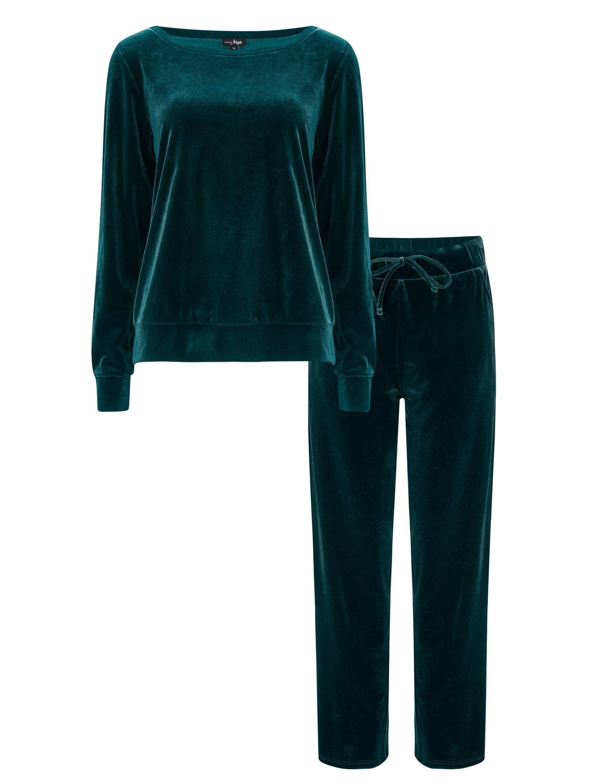 Pour Moi Women's Velour Pyjama Set - 12 - Teal, Teal