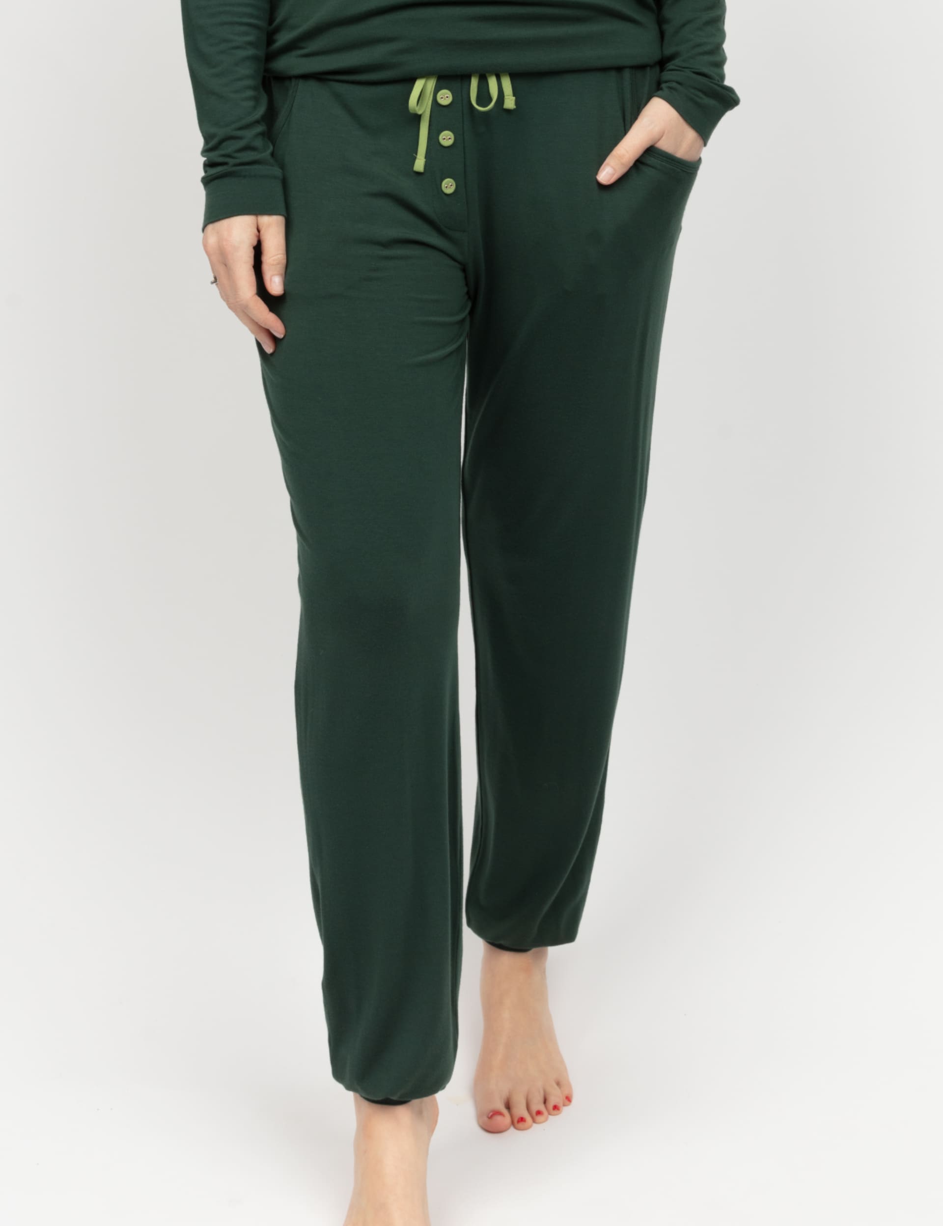 Cyberjammies Women's Modal Rich Cuffed Hem Pyjama Bottoms - 10 - Green, Green