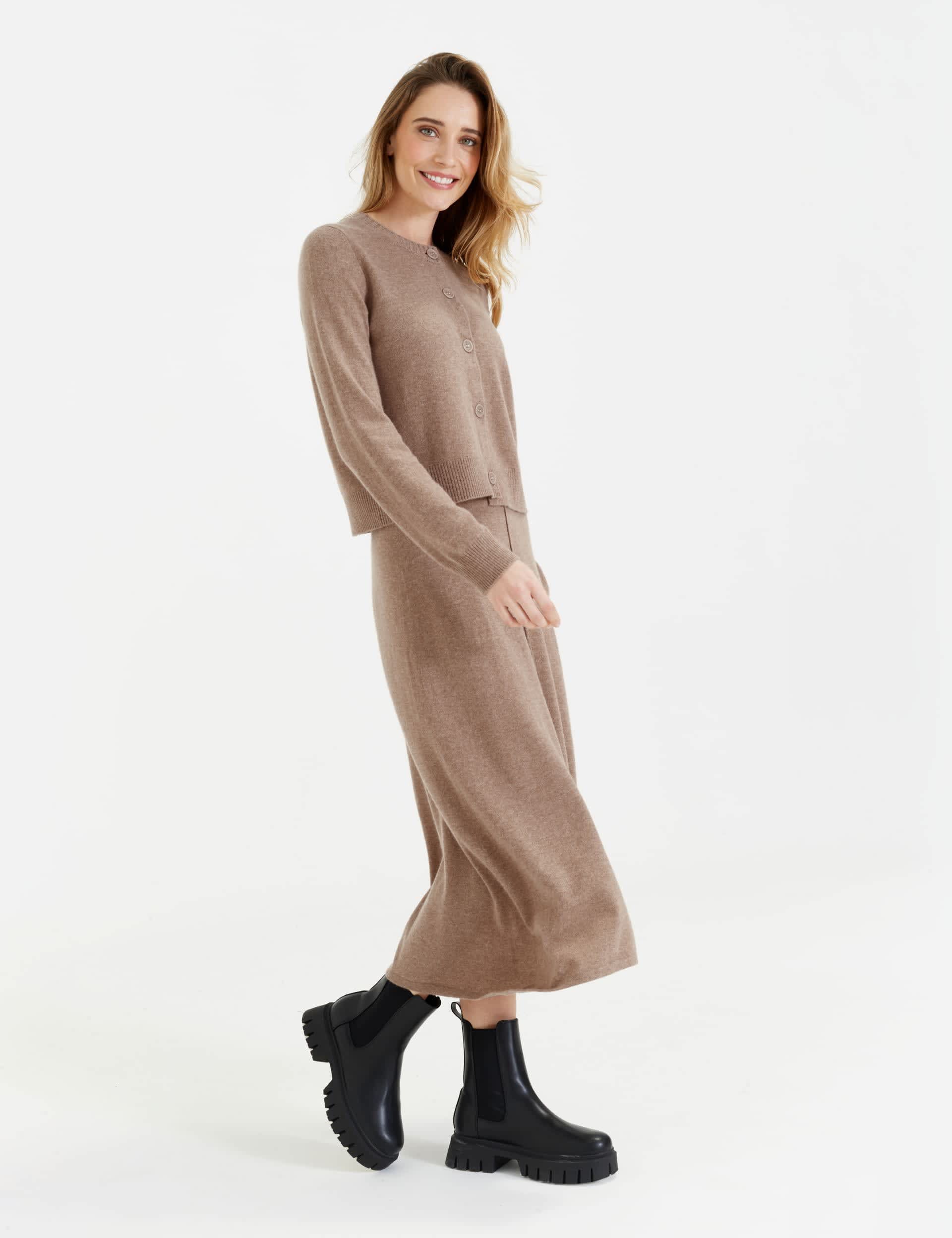 Chinti & Parker Women's Wool Rich Crew Neck Cardigan with Cashmere